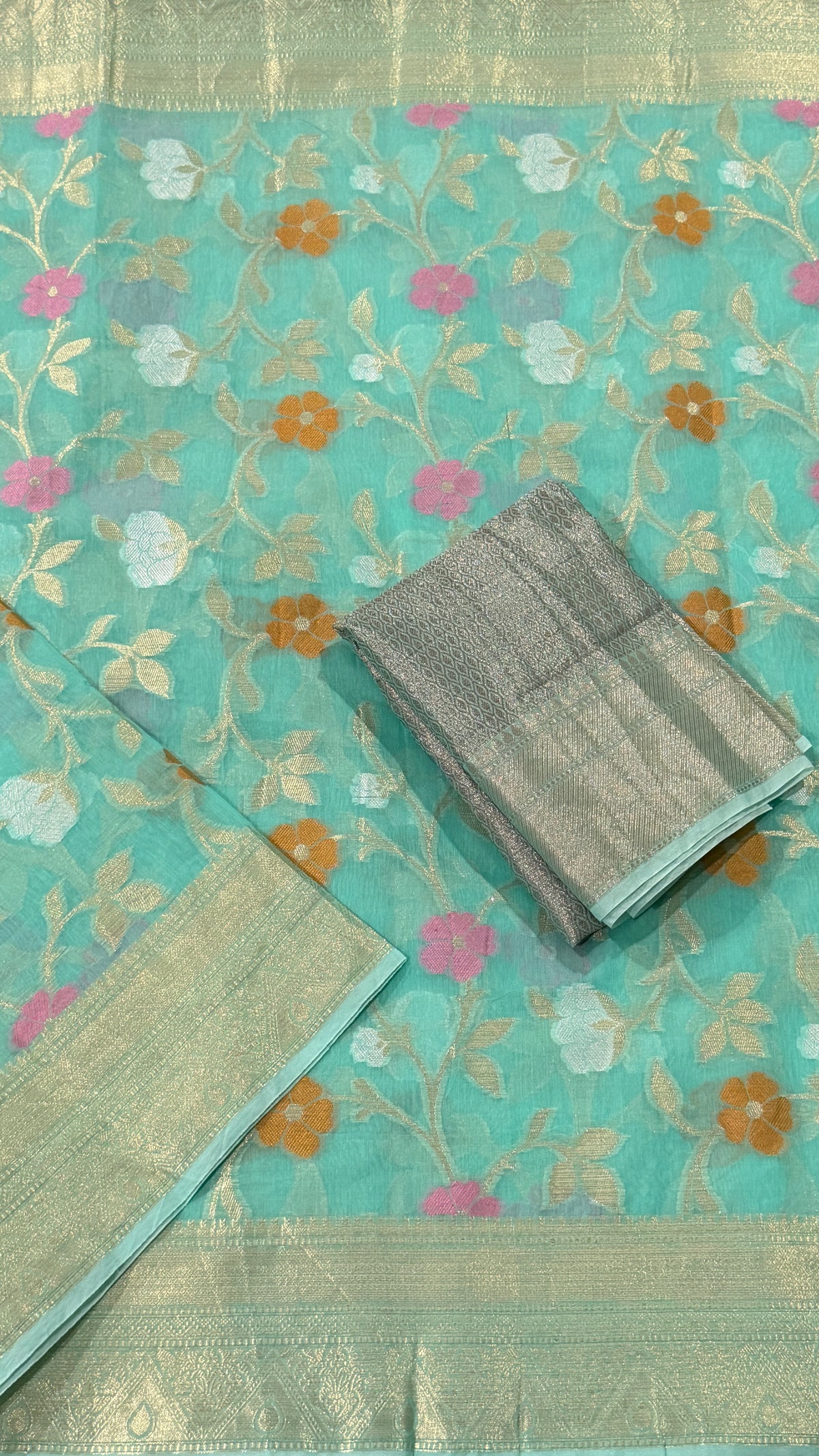 Blue Chanderi Silk Saree