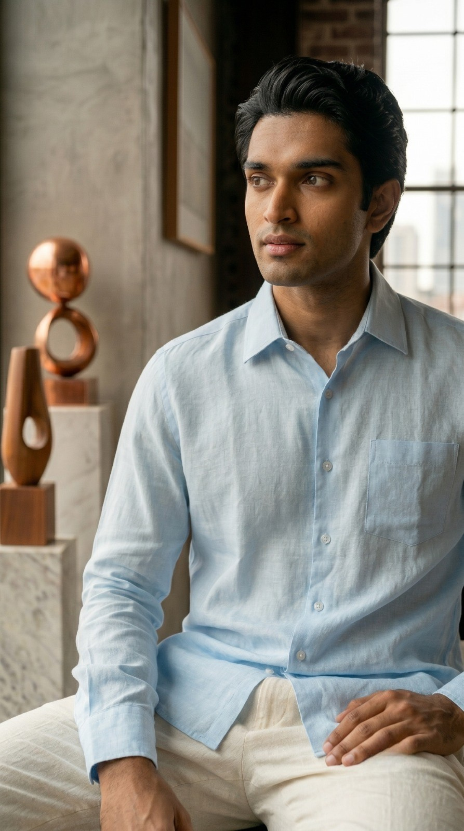 Sapphire Blue Linen Shirt