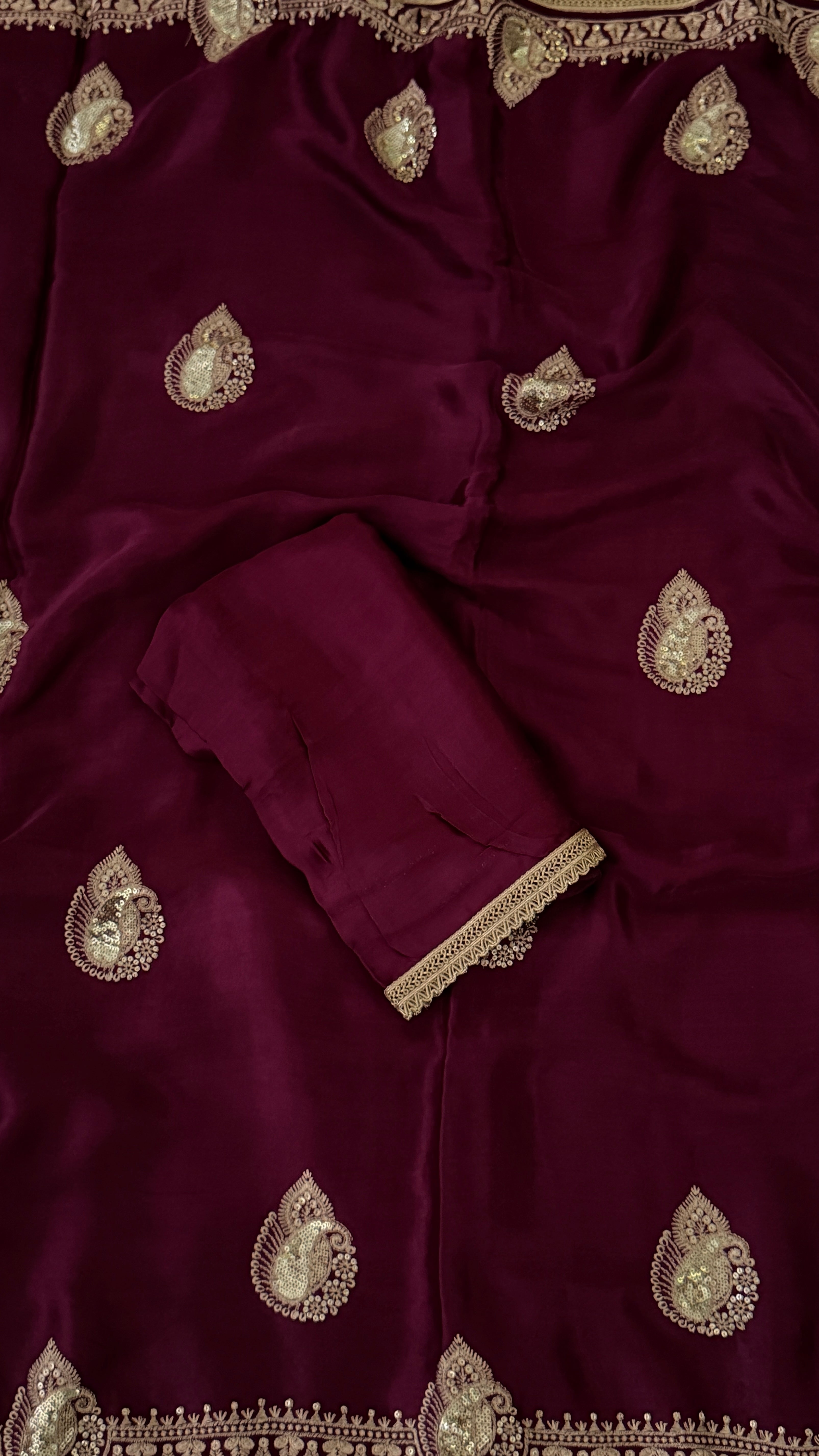 Wine Gaji Silk Saree