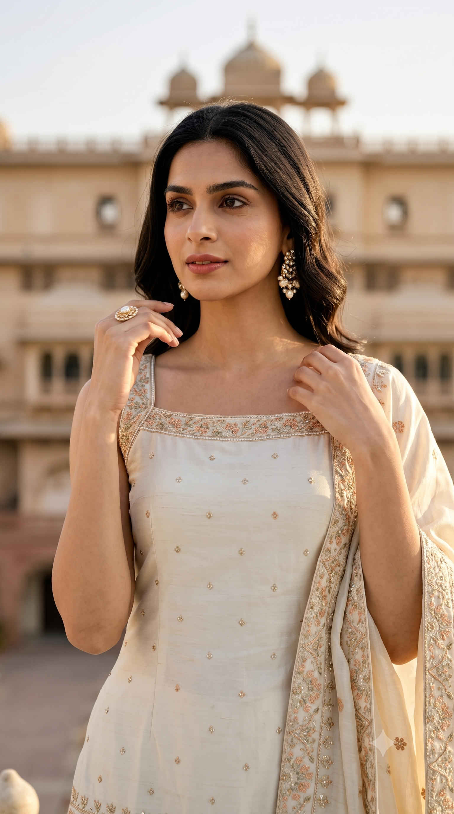 Off White Tissue Silk Sharara Suit