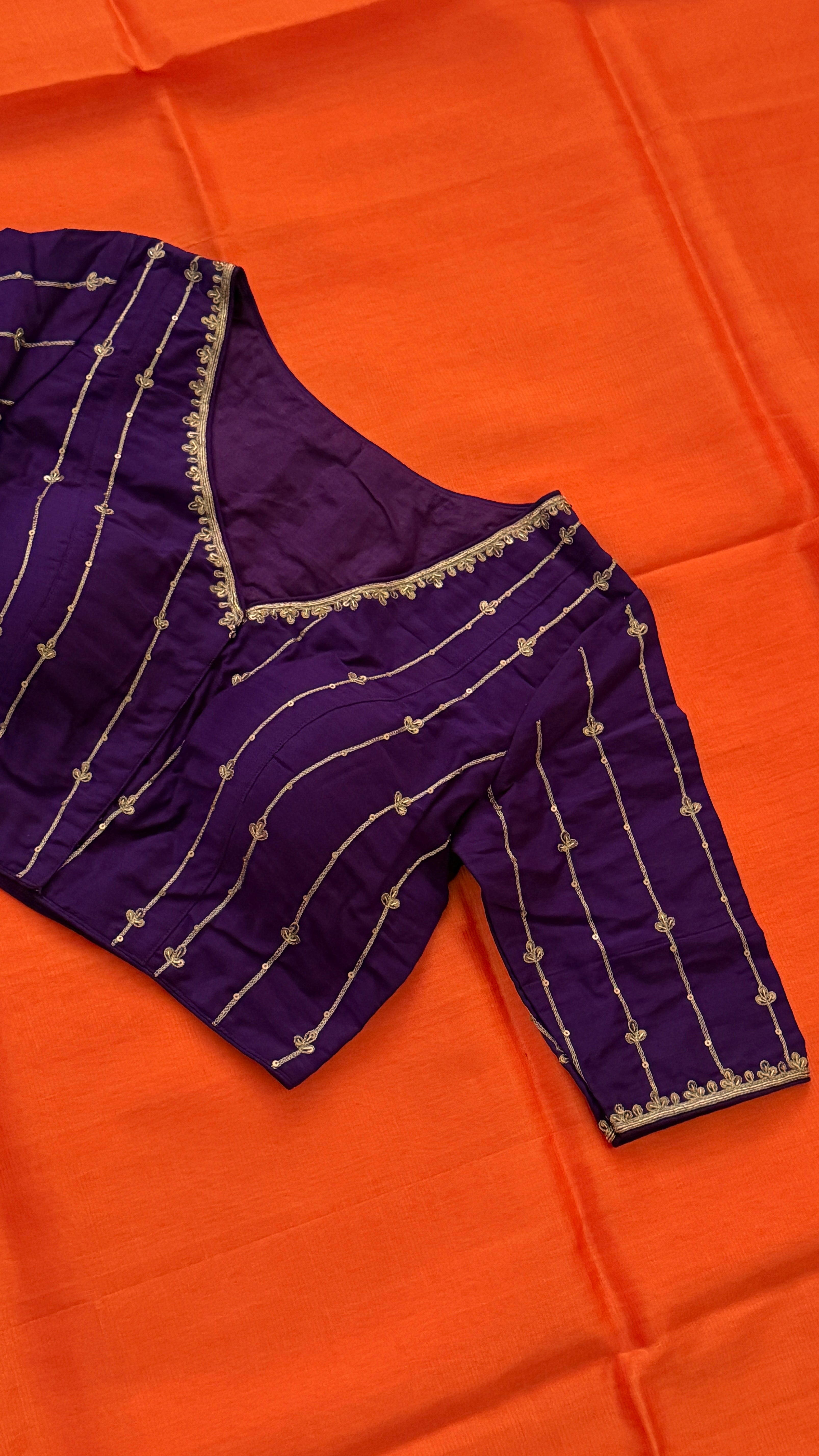 Violet Stripe Embroidery Blouse