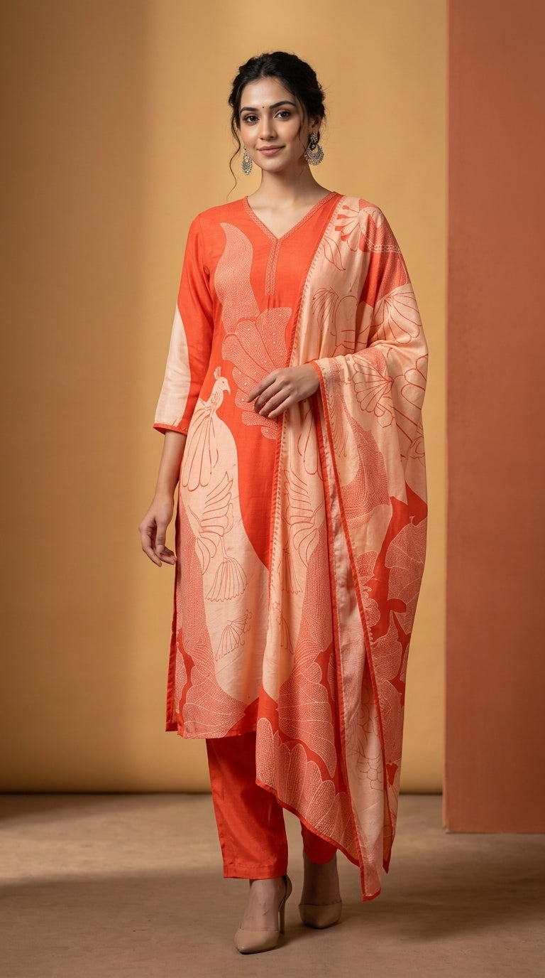 Muslin Silk Straight Cut Suit