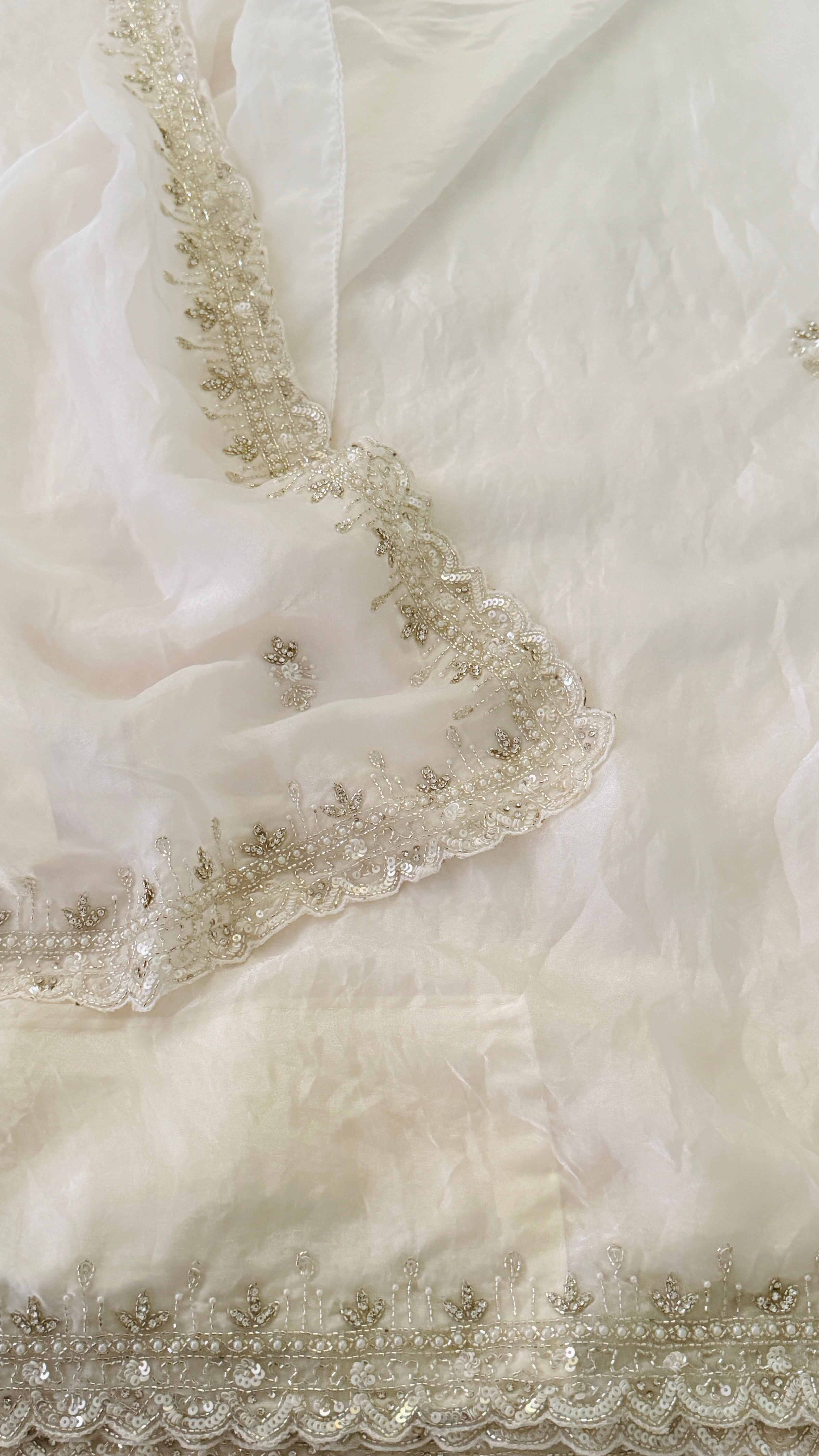 White Glass Organza Fancy Saree