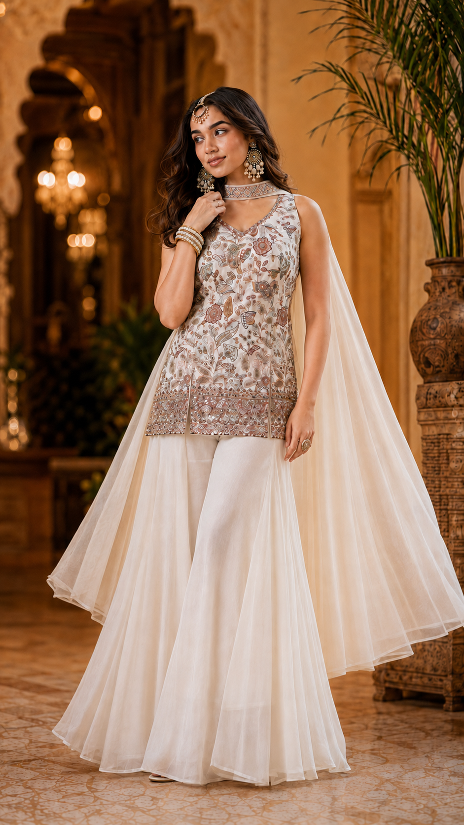 White Georgette Sharara Suit