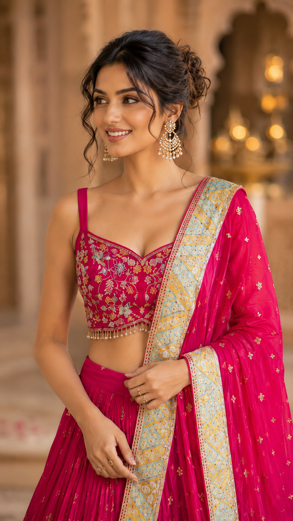 Fushia Silk Lehenga