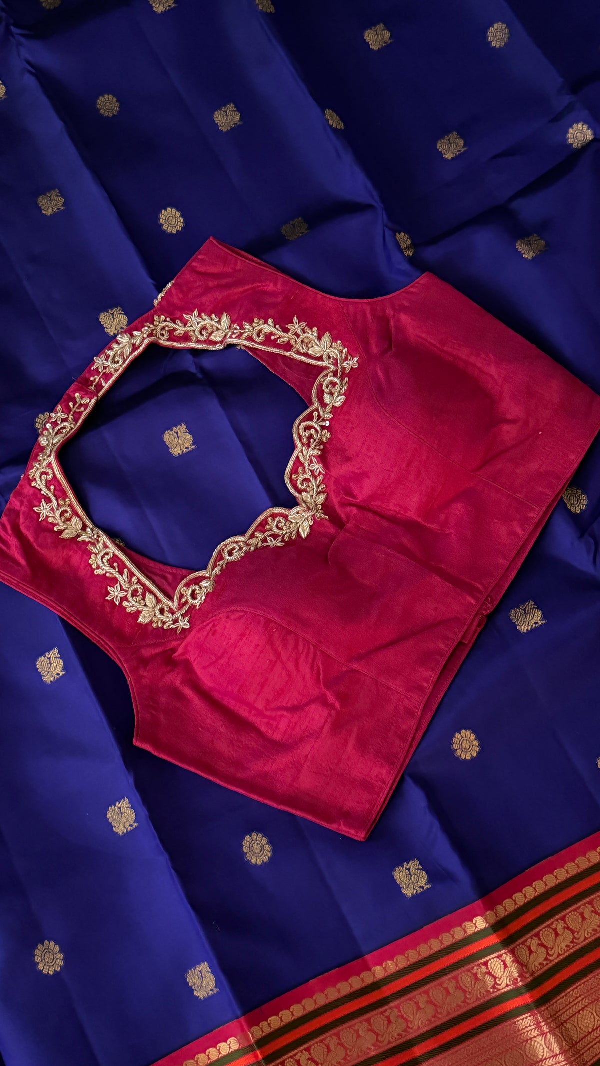 Magenta-Pink Raw Silk Blouse