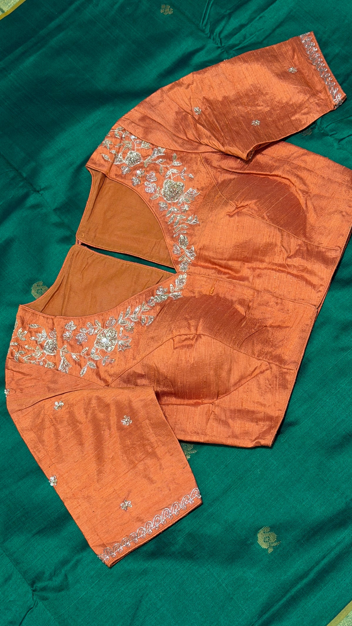 Burnt Orange Raw Silk Blouse
