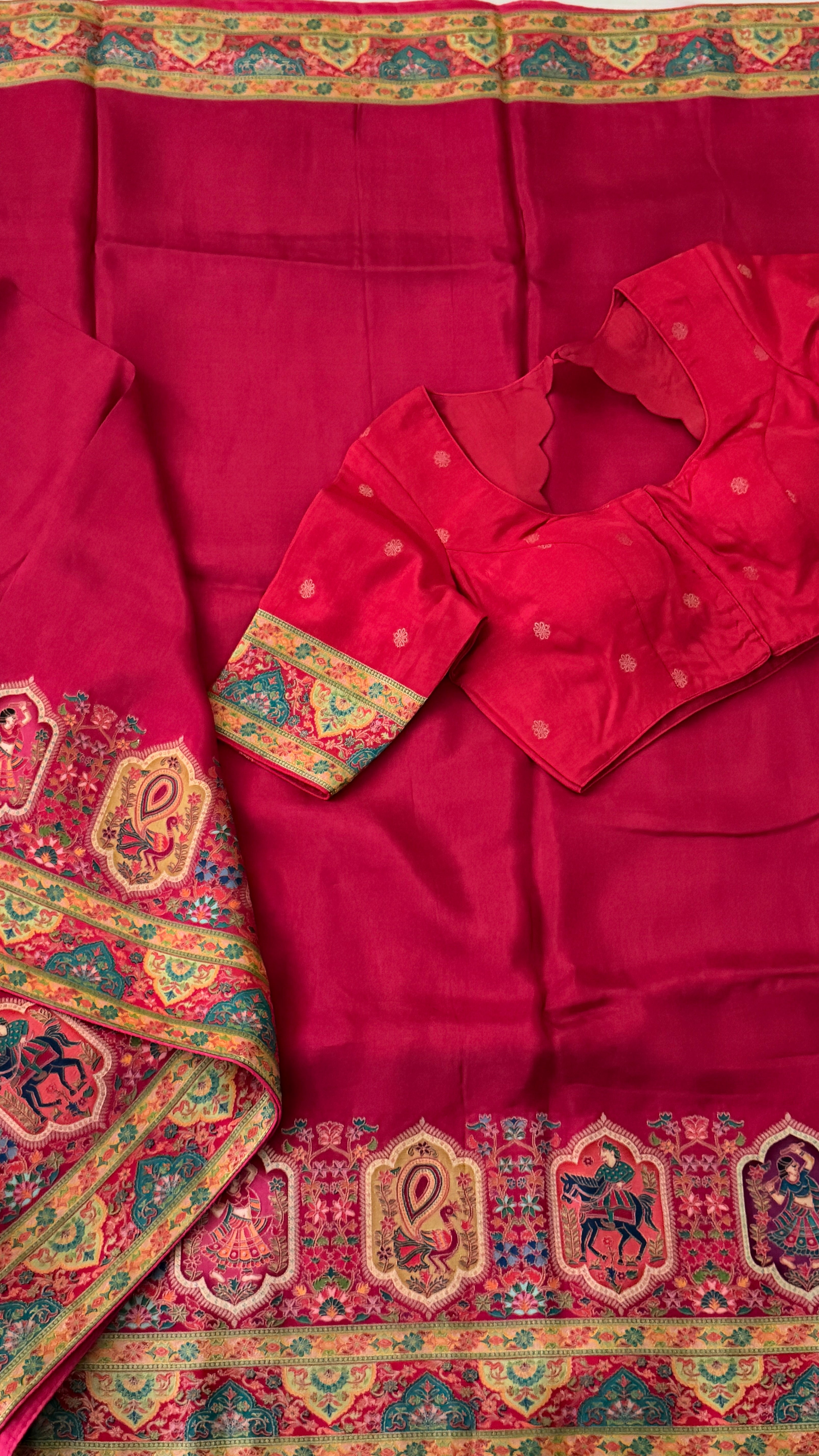 Pink Munga Silk Saree