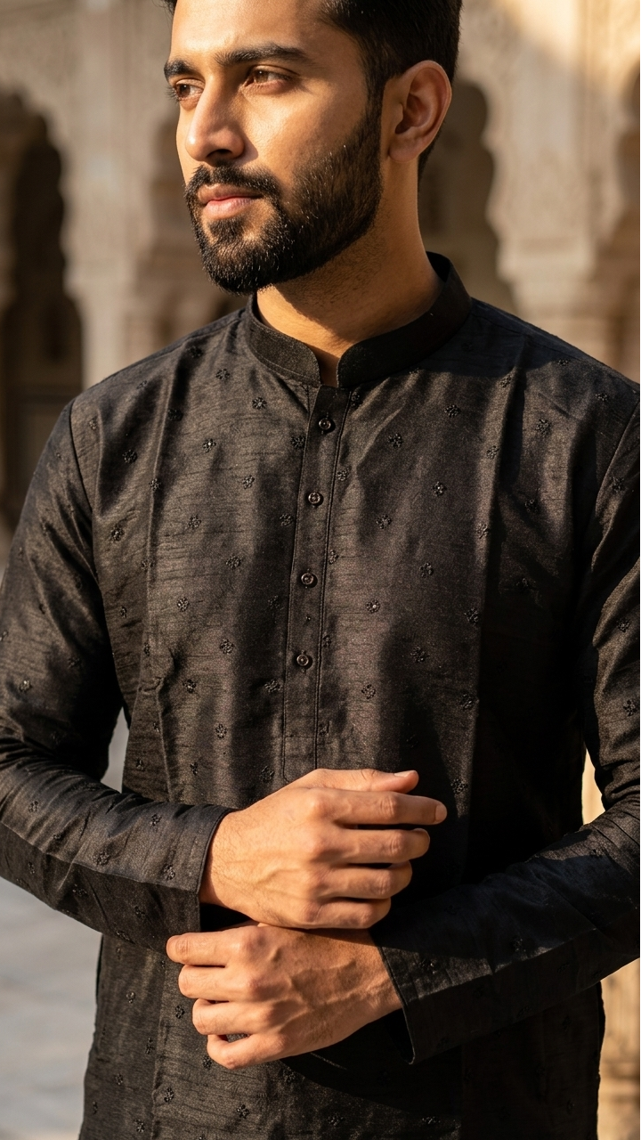 Royal Black Kurta Set