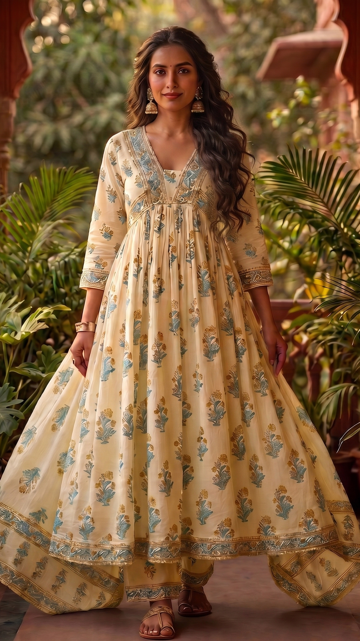 Pastel Yellow Mul Cotton Block-Print Suit