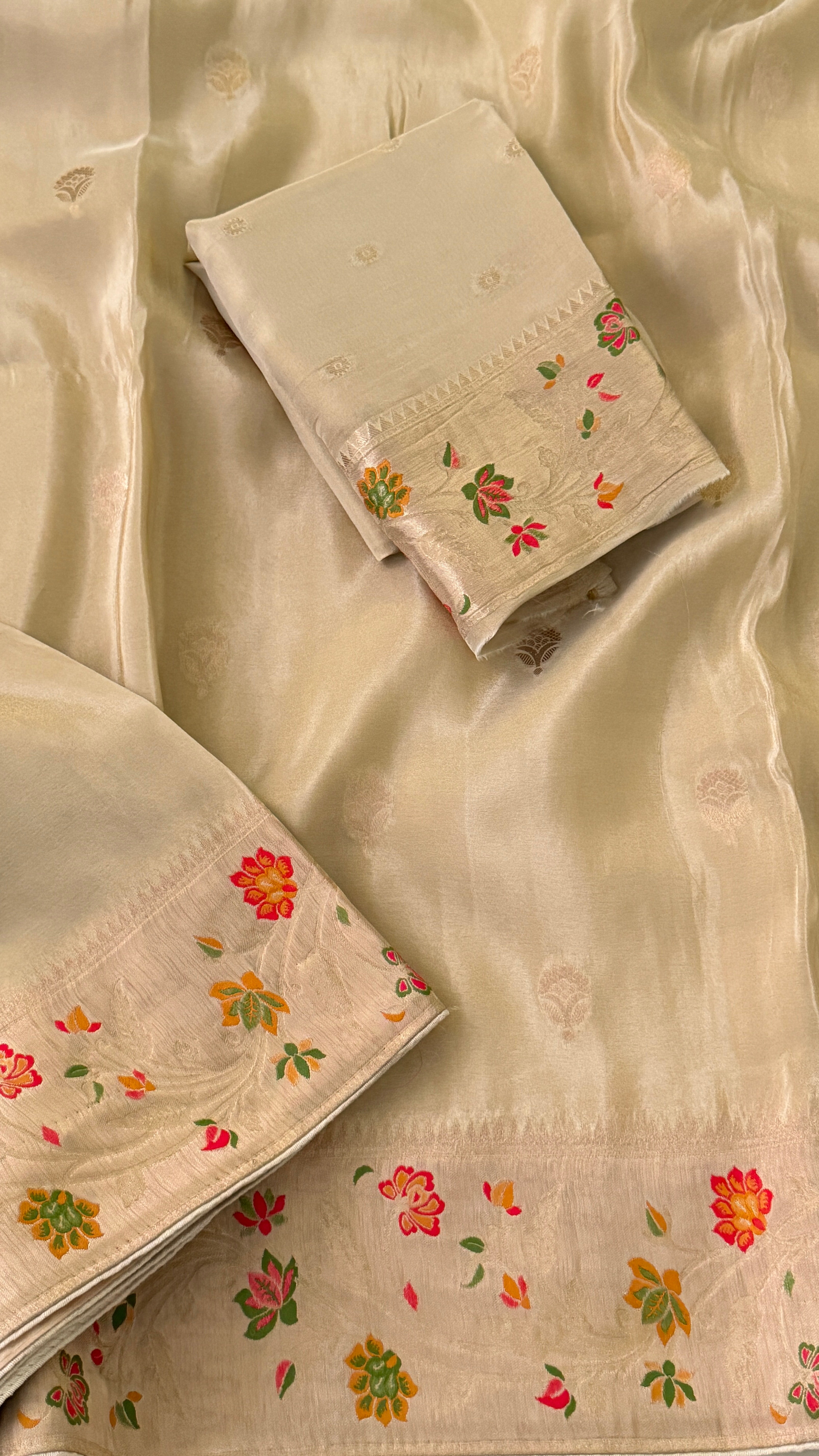 Beige Tissue Silk Saree