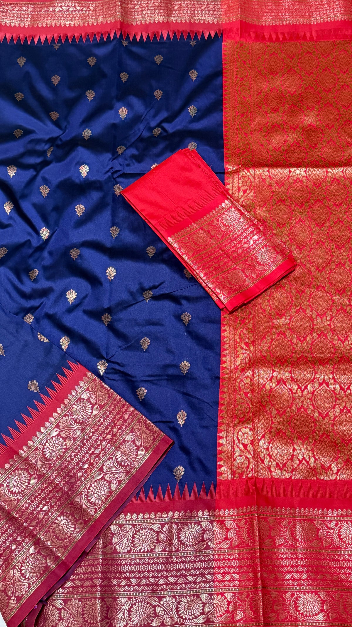Navy Blue Semi Silk Saree