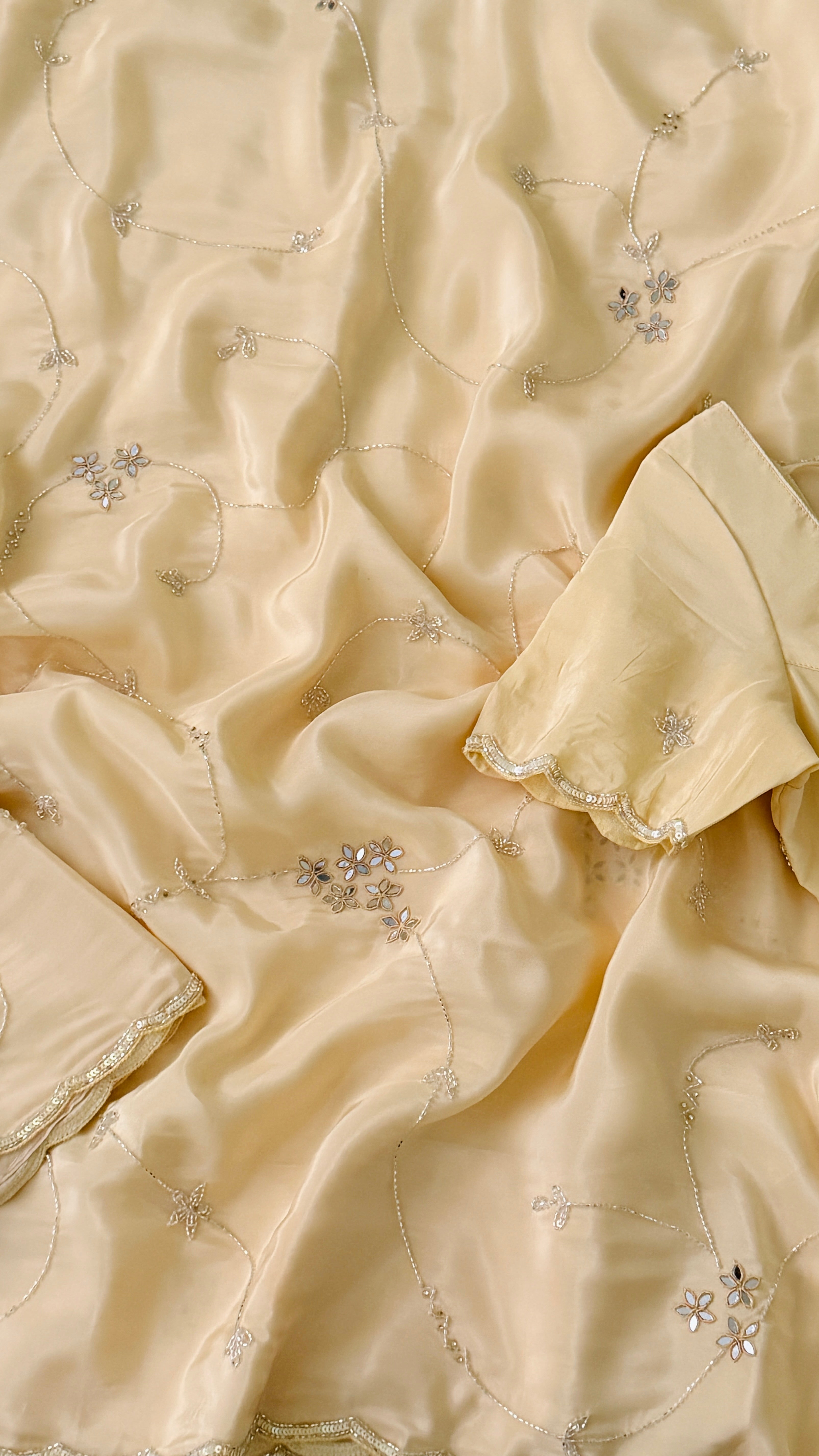 Lemon Yellow Glass Organza Fancy Saree