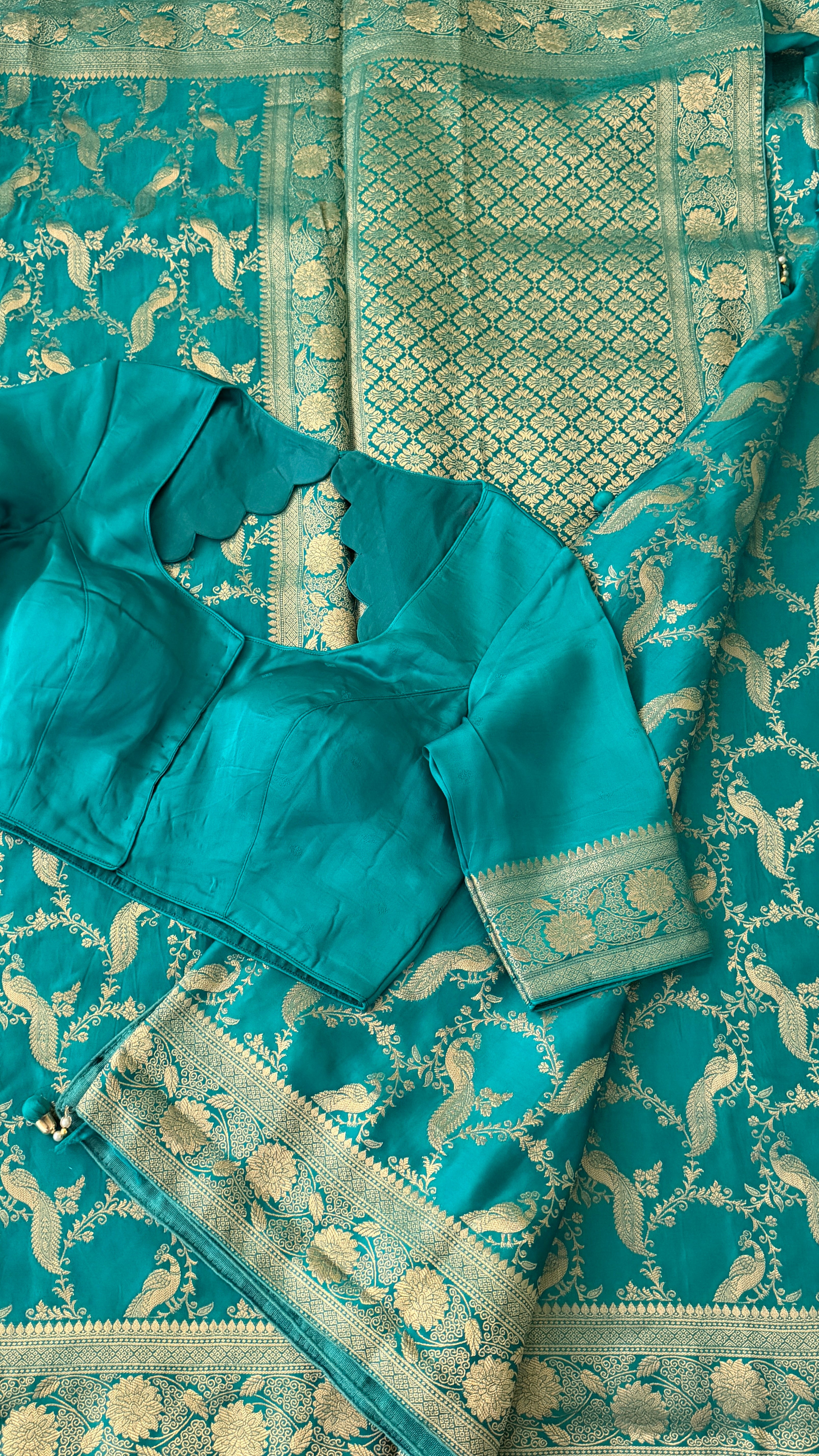 Blue Banarasi Satin Silk Saree
