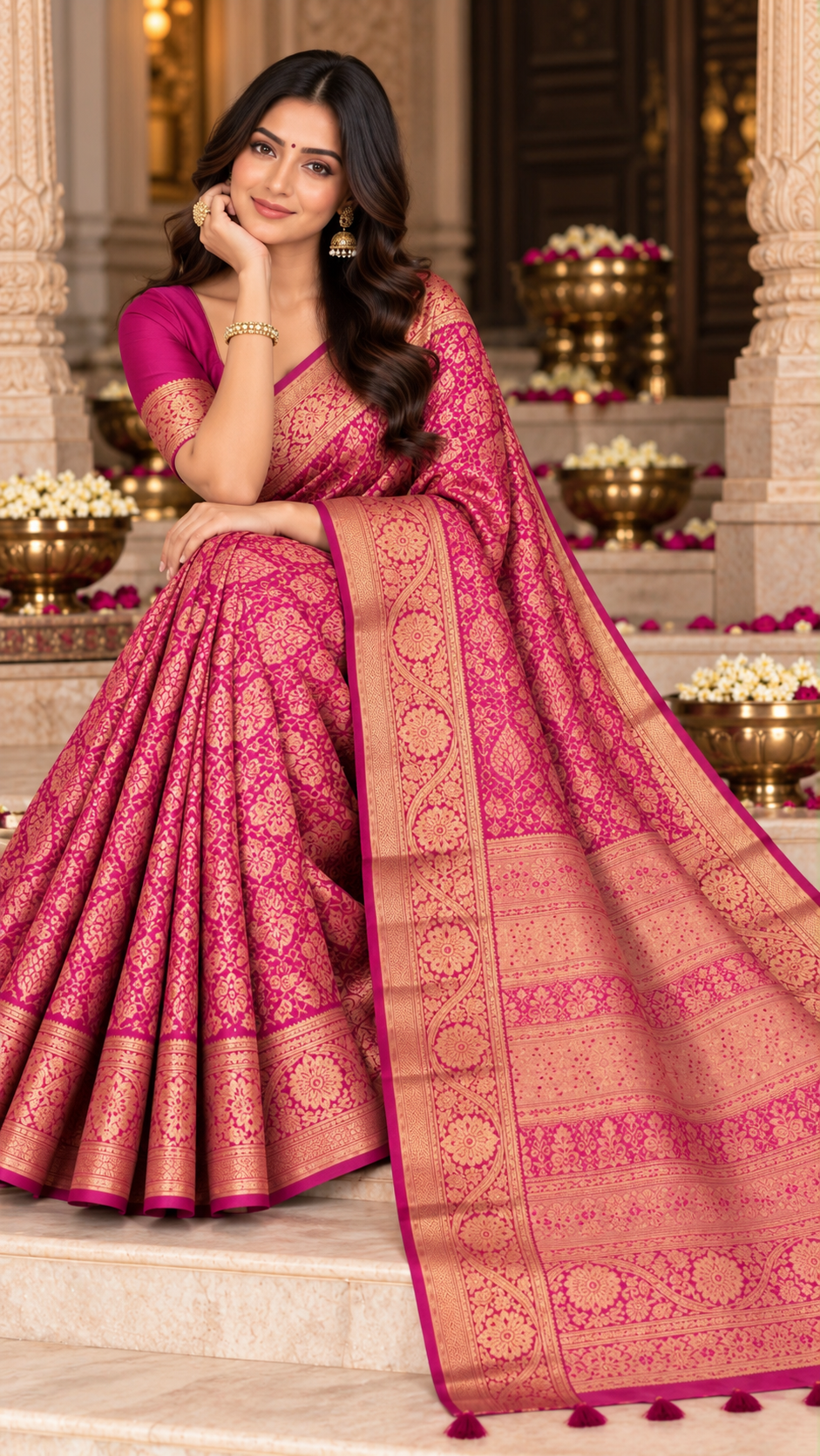 Pink Kanchi Silk Saree