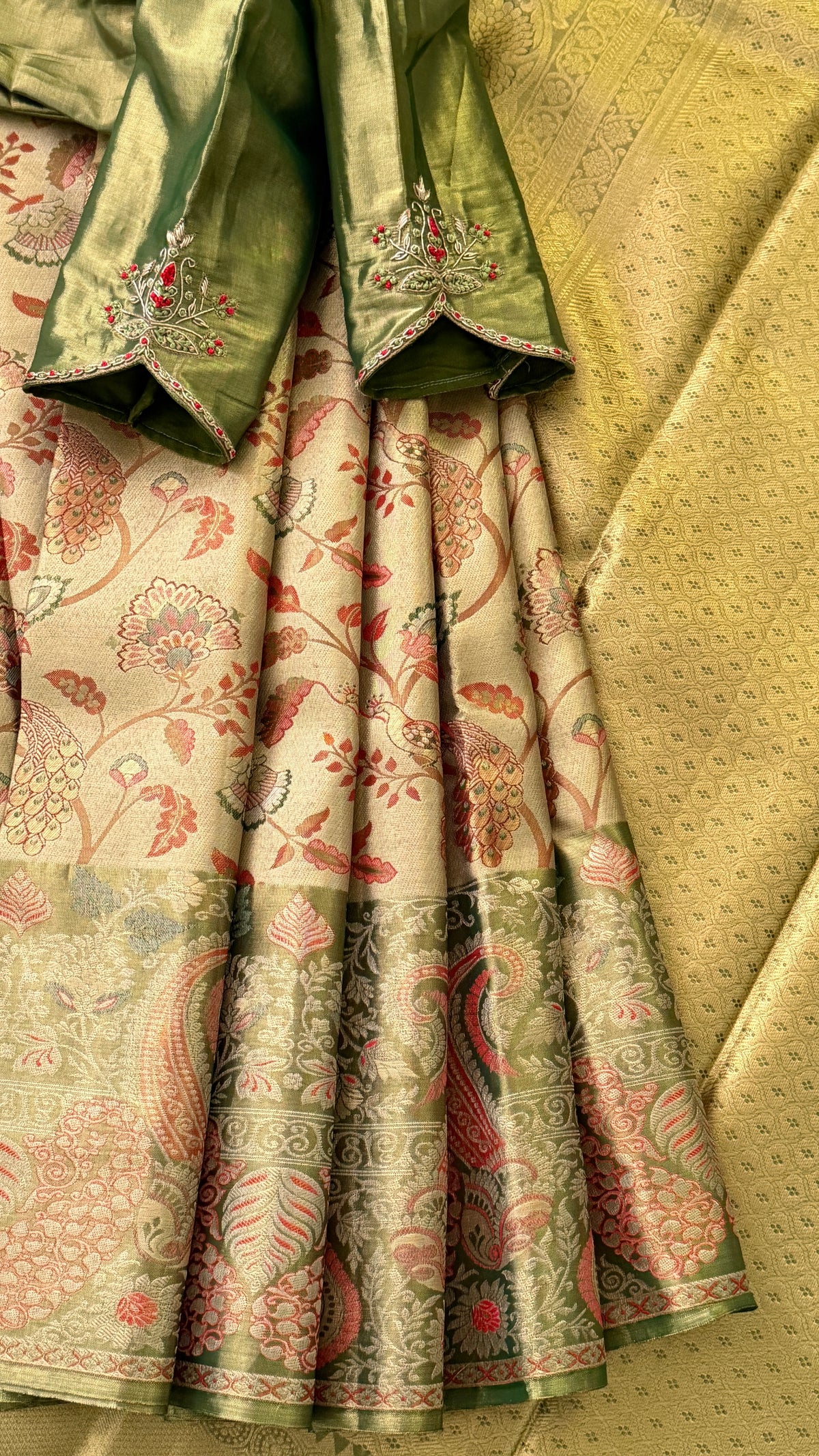 Olive Green Kanchi Silk Saree