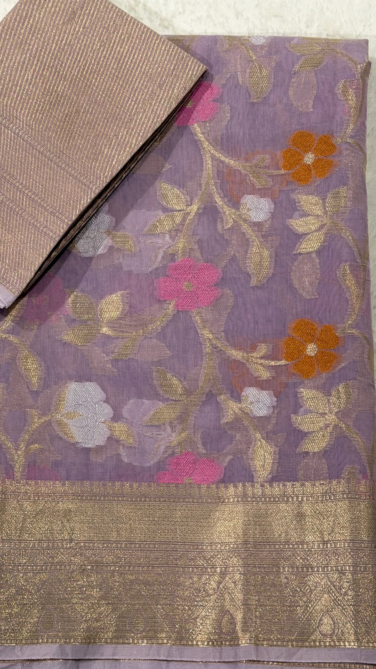 Lavender Chanderi Silk Saree