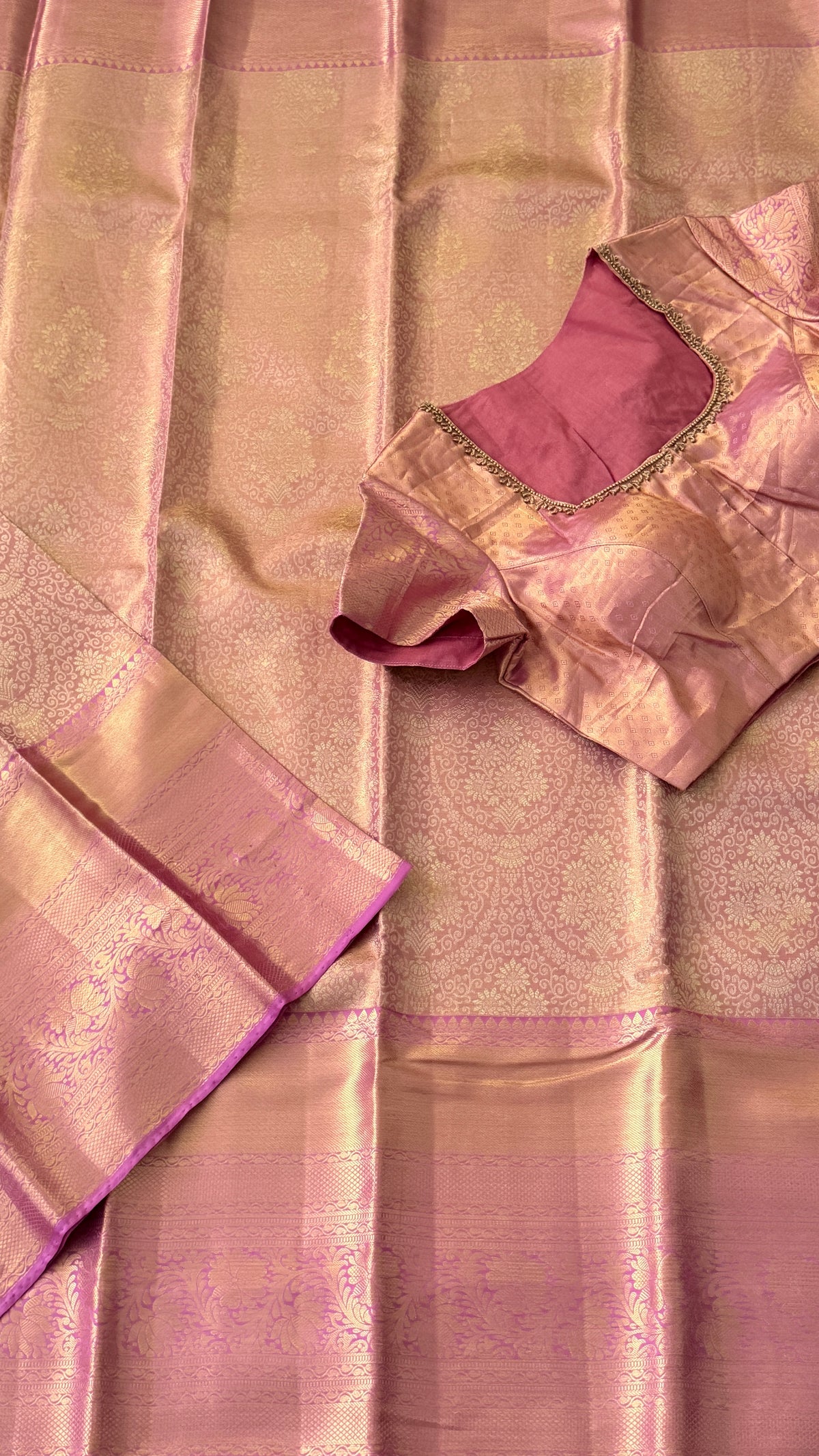 Rose Pink Kanchi Silk Saree