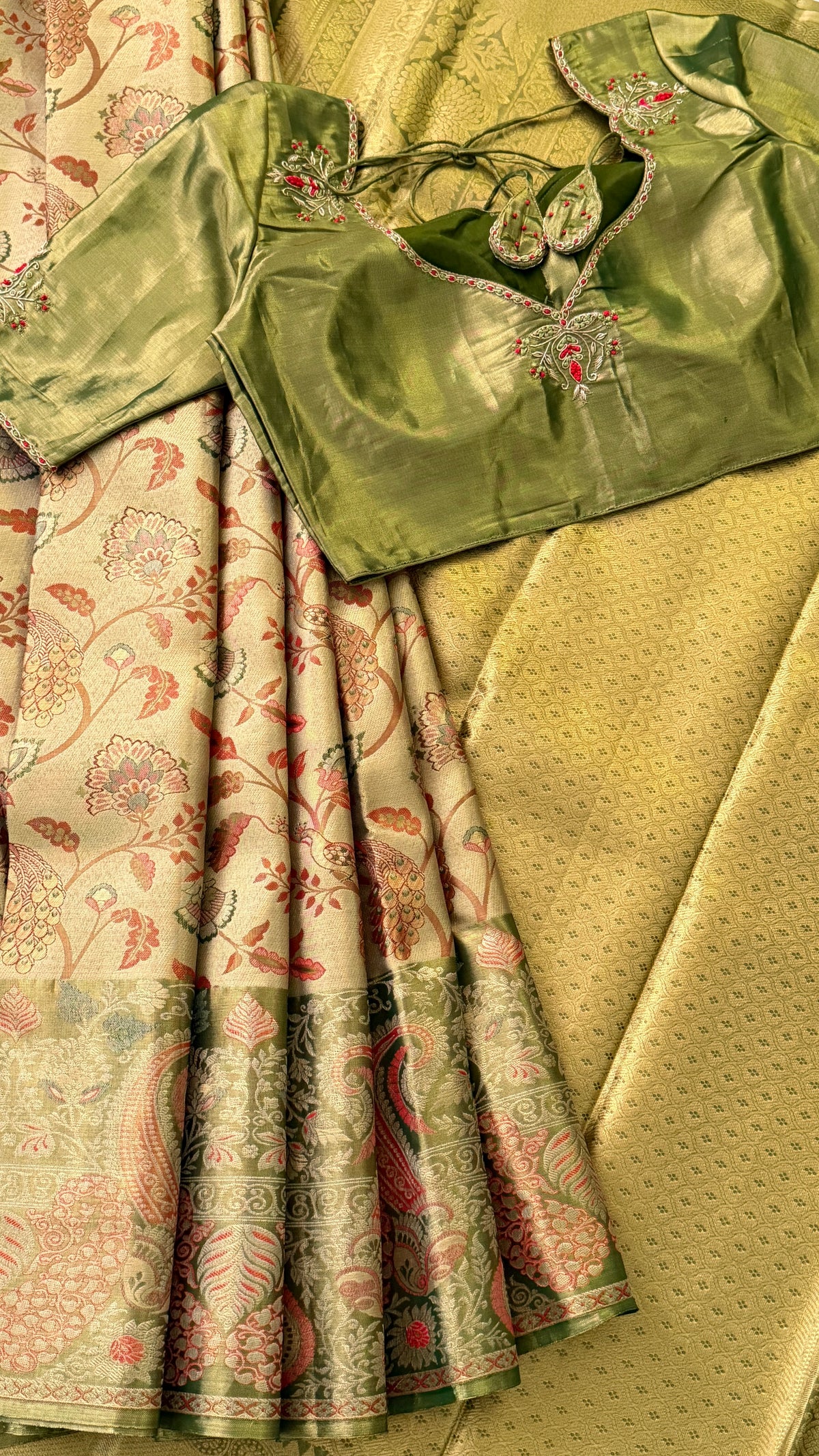 Olive Green Kanchi Silk Saree