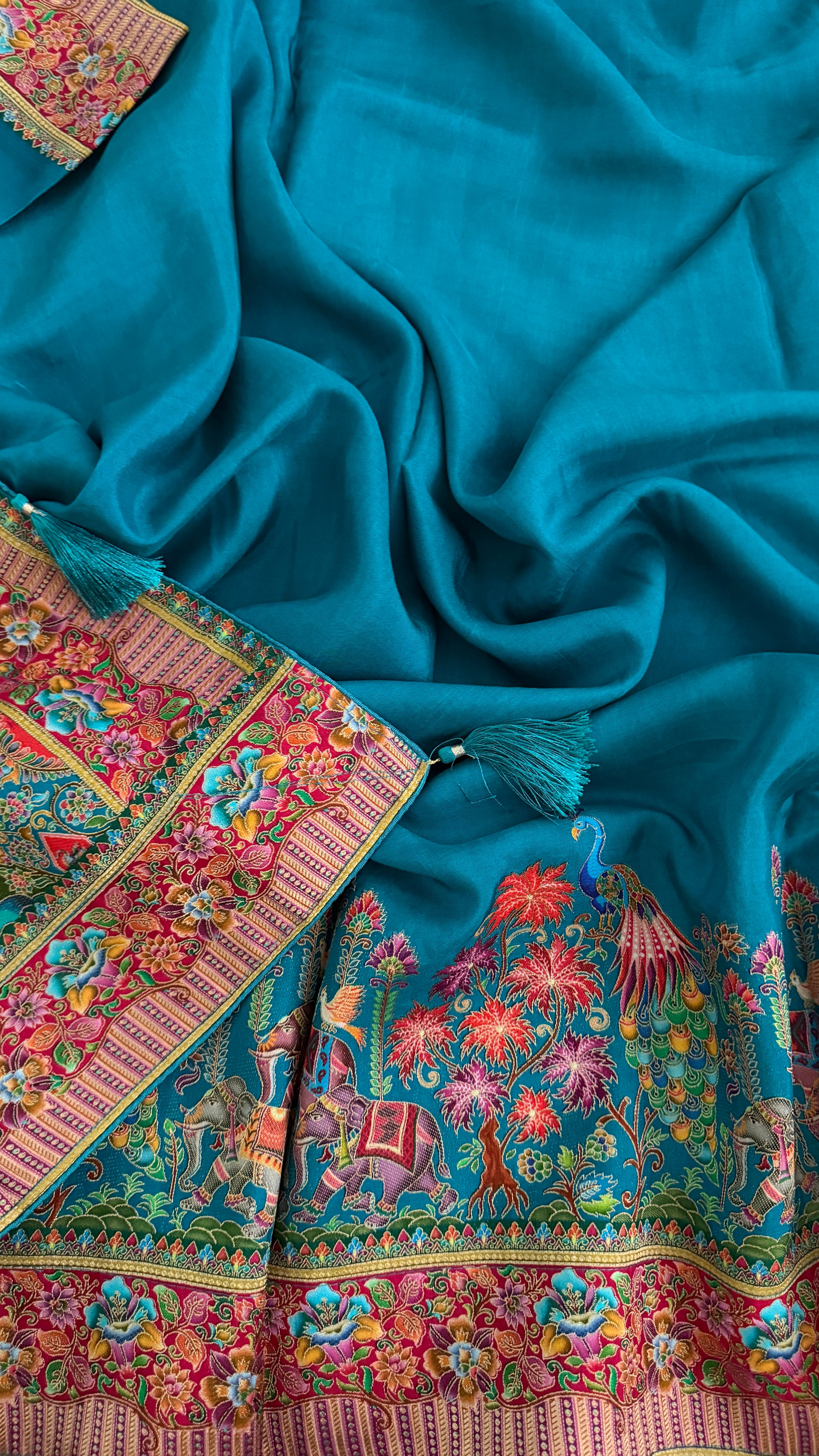 Blue Munga Silk Saree