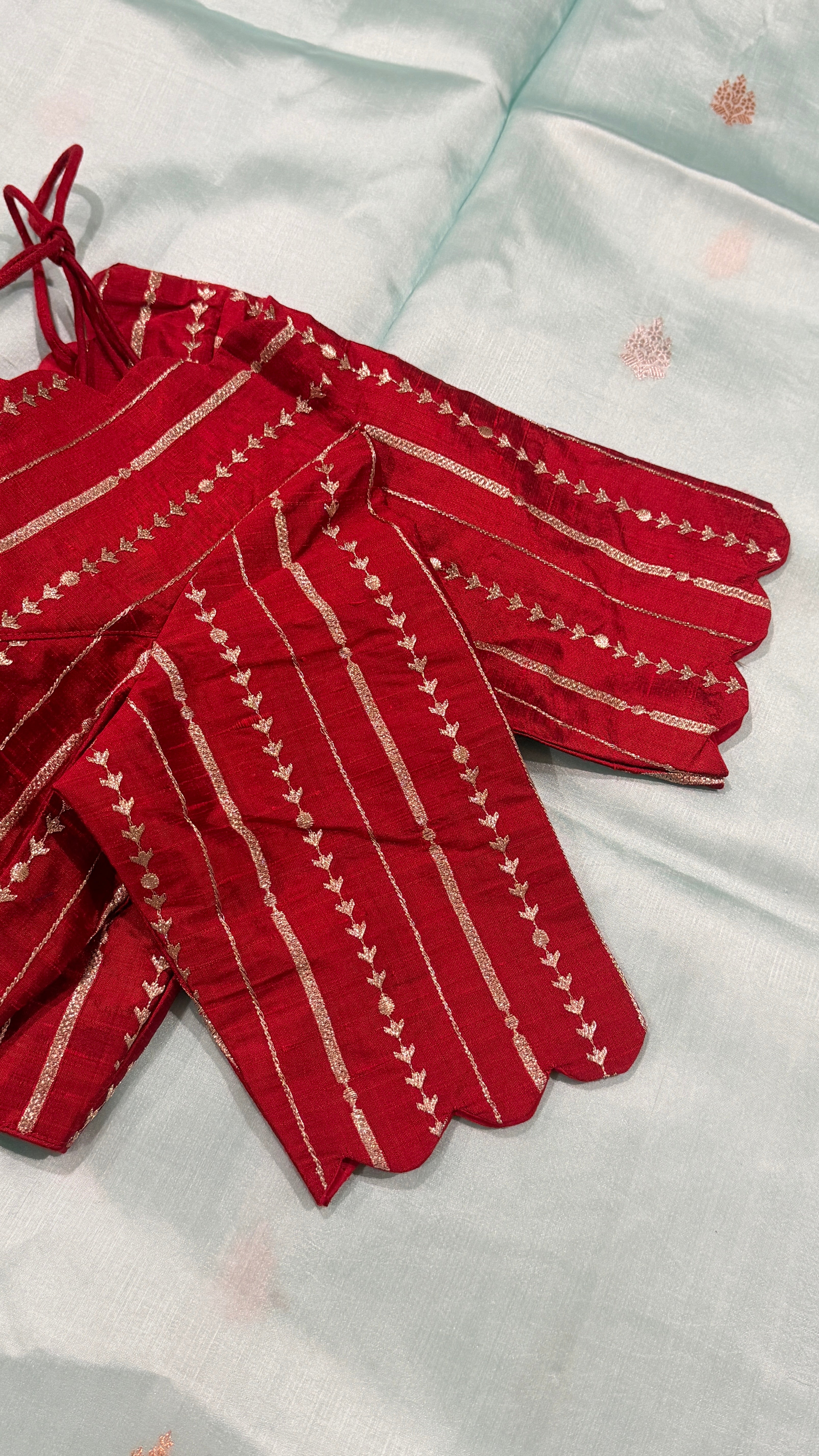 Maroon Zari Vine Scallop Blouse