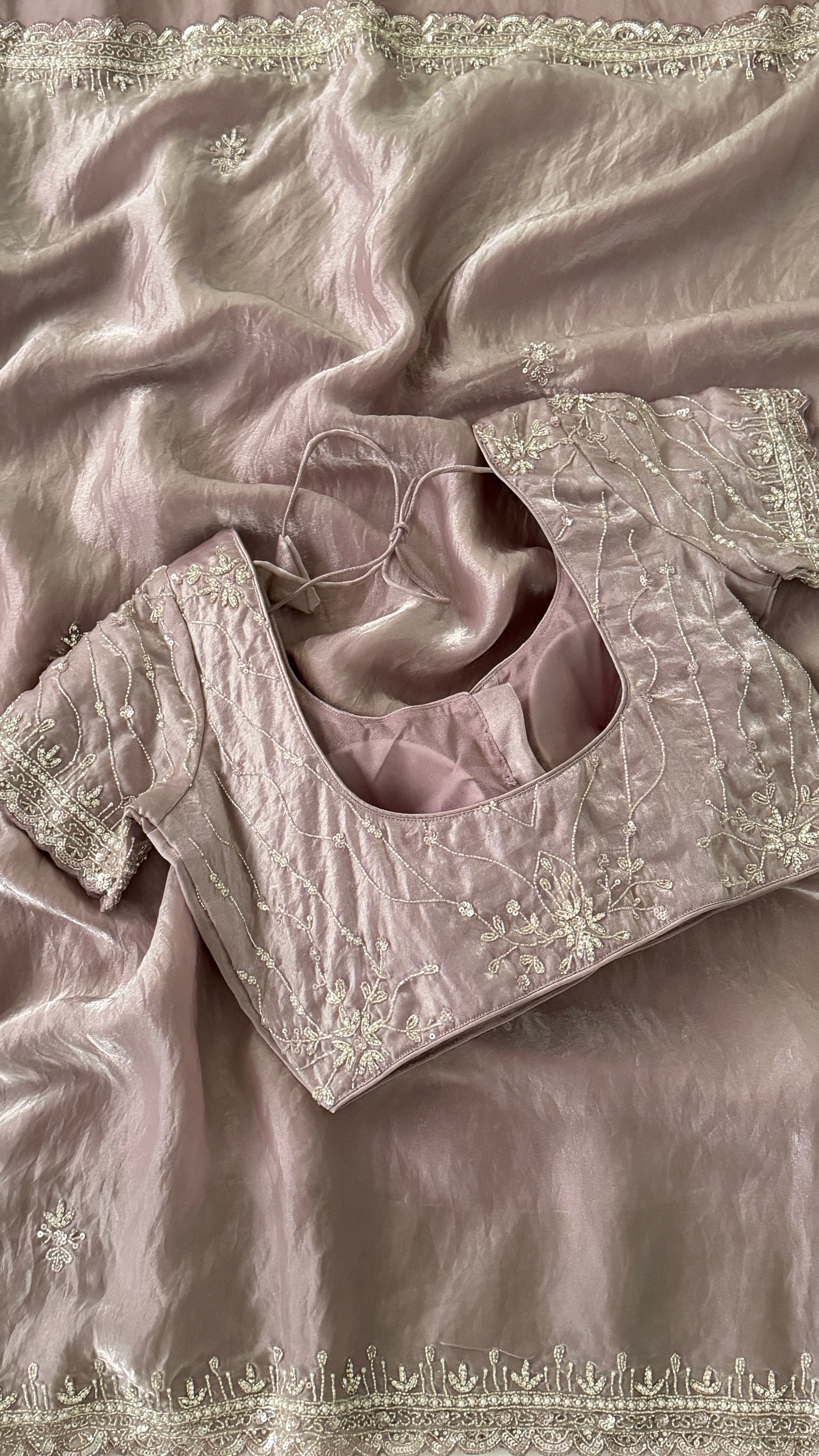 Lavender Glass Organza Fancy Saree