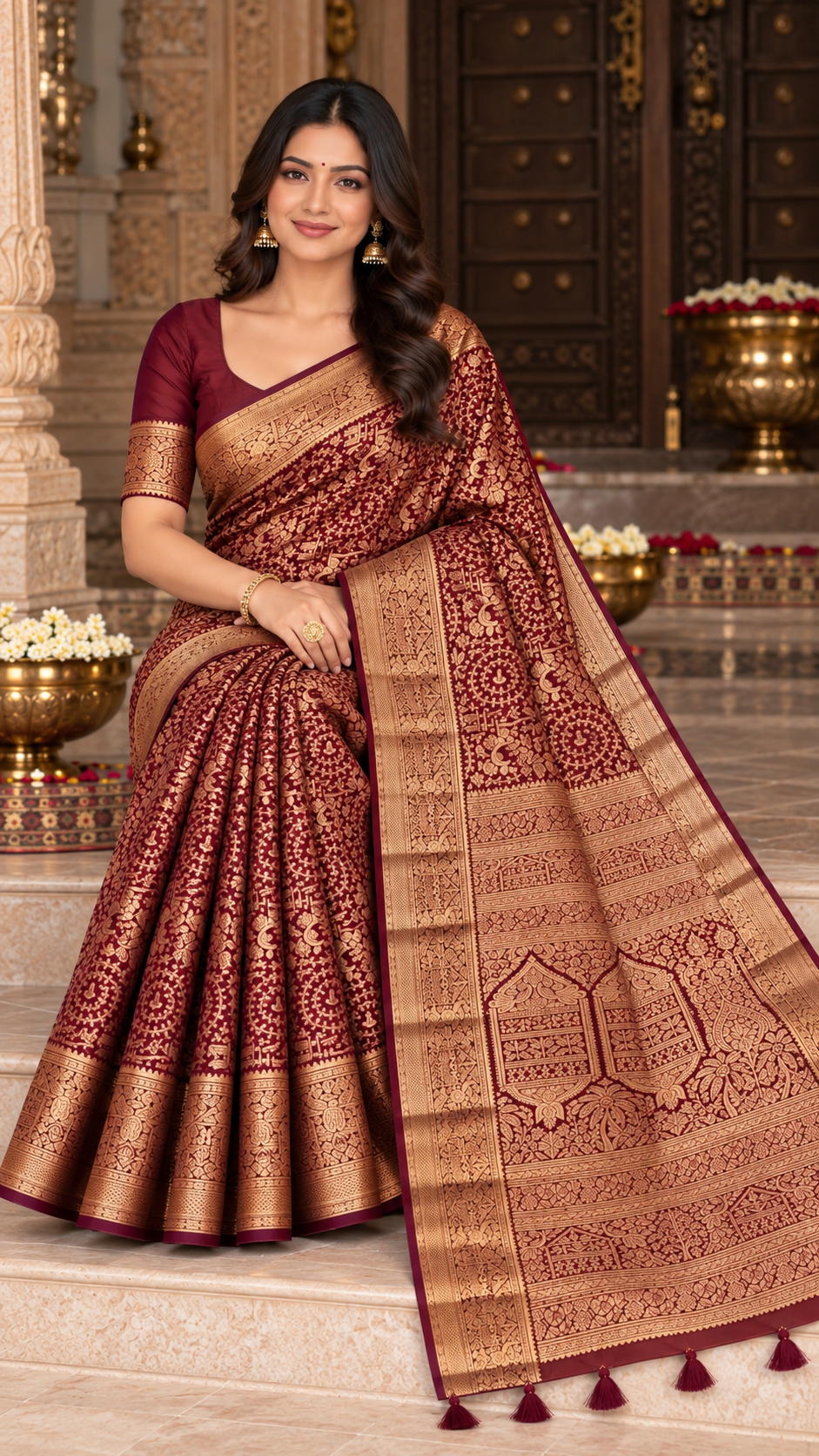 Brown Kanchi Silk Saree