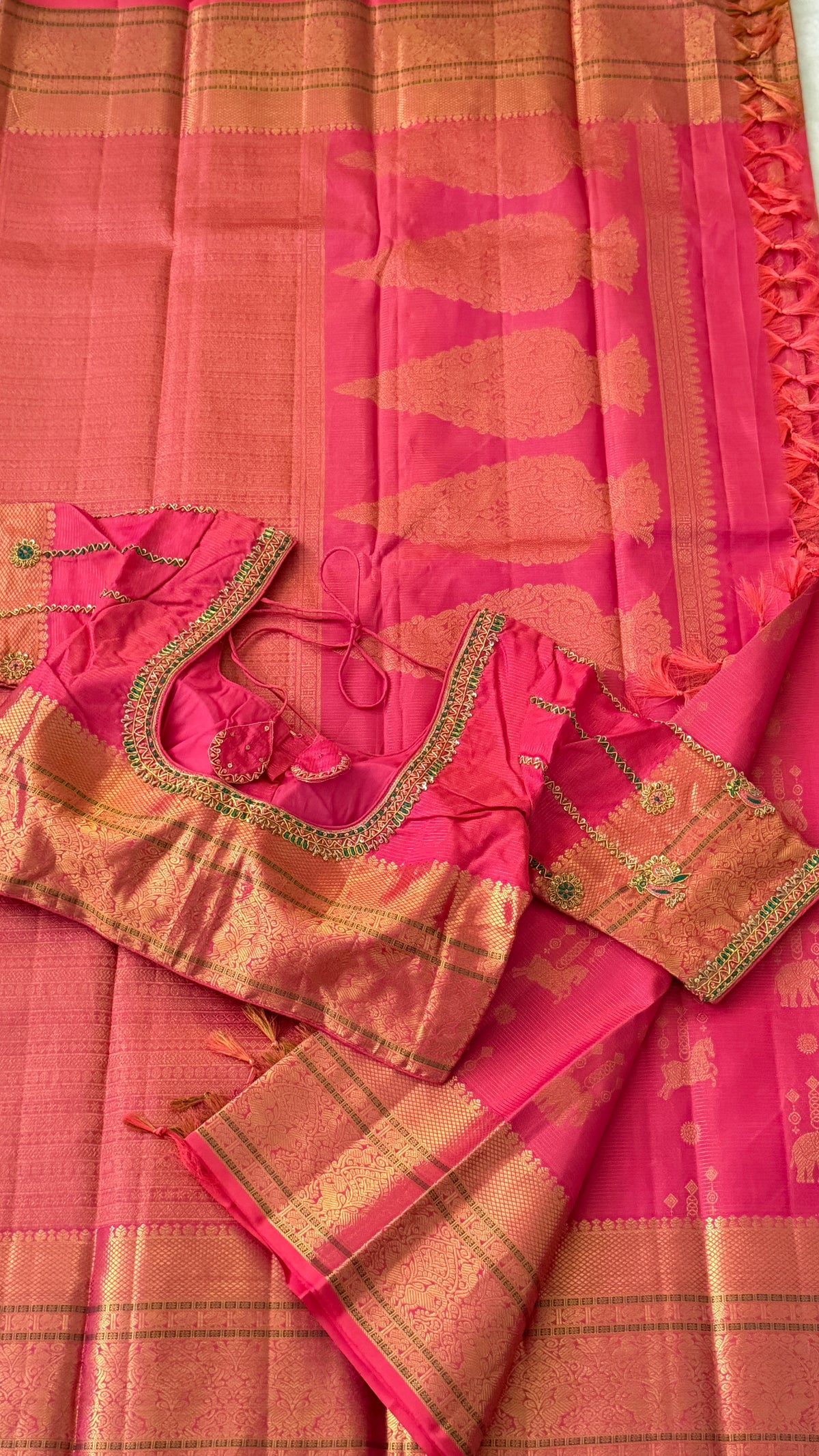 Hot Pink Kanchi Silk Saree