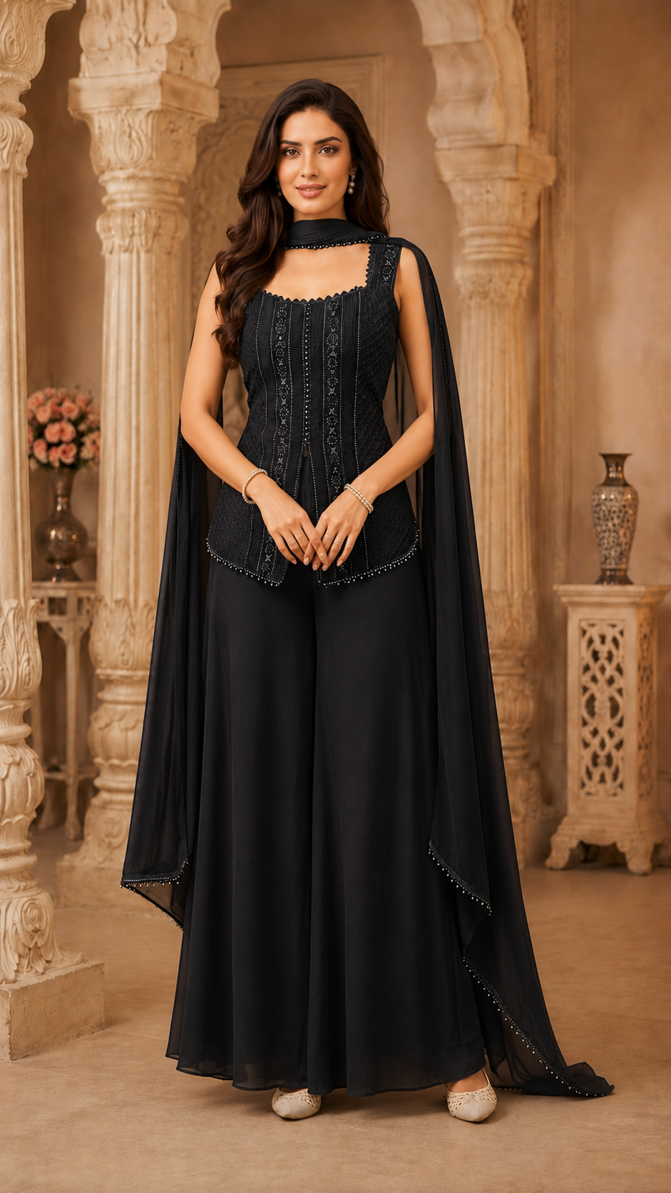 Black Georgette Sharara Suit