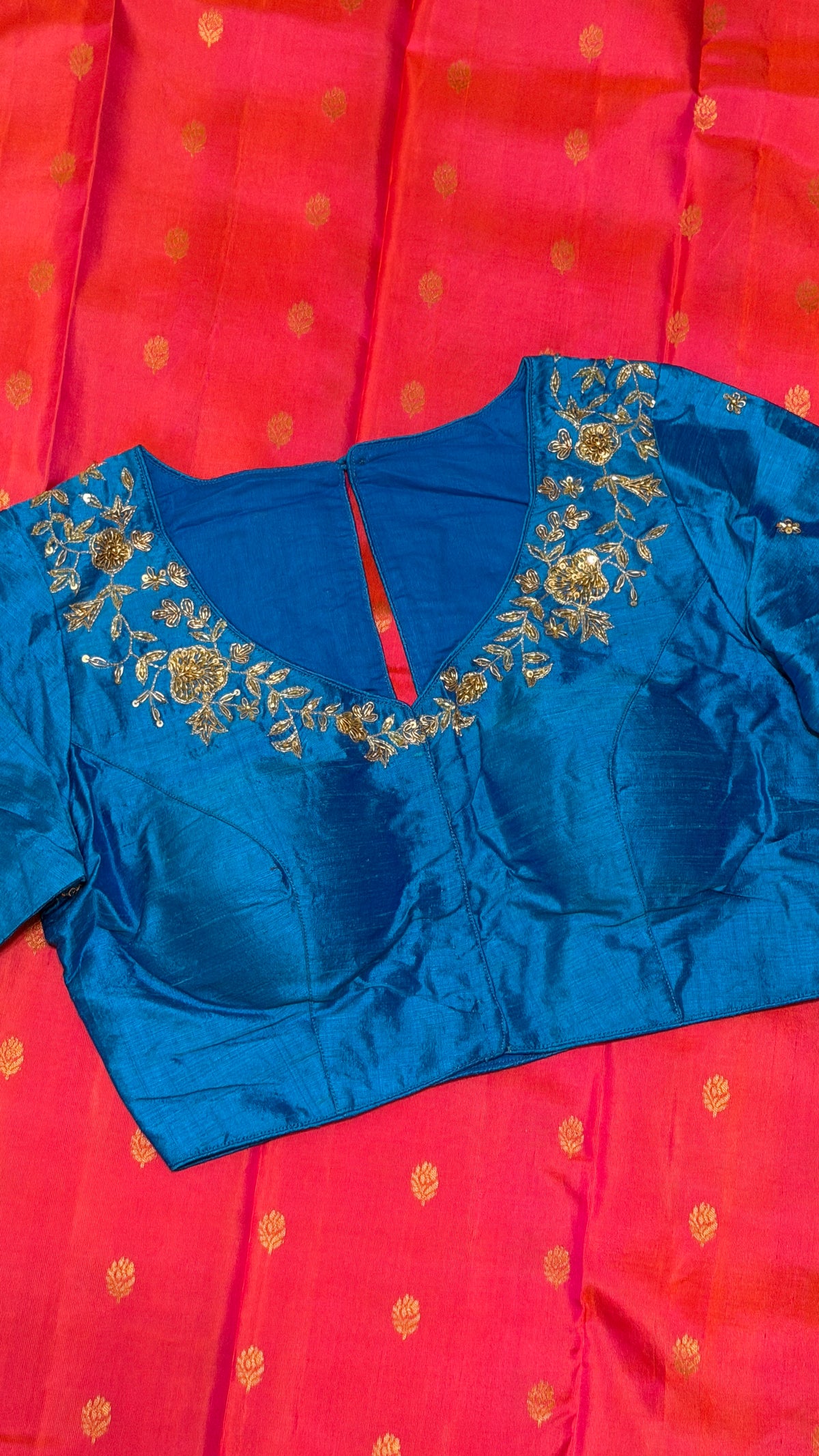 Royal blue Raw Silk Blouse