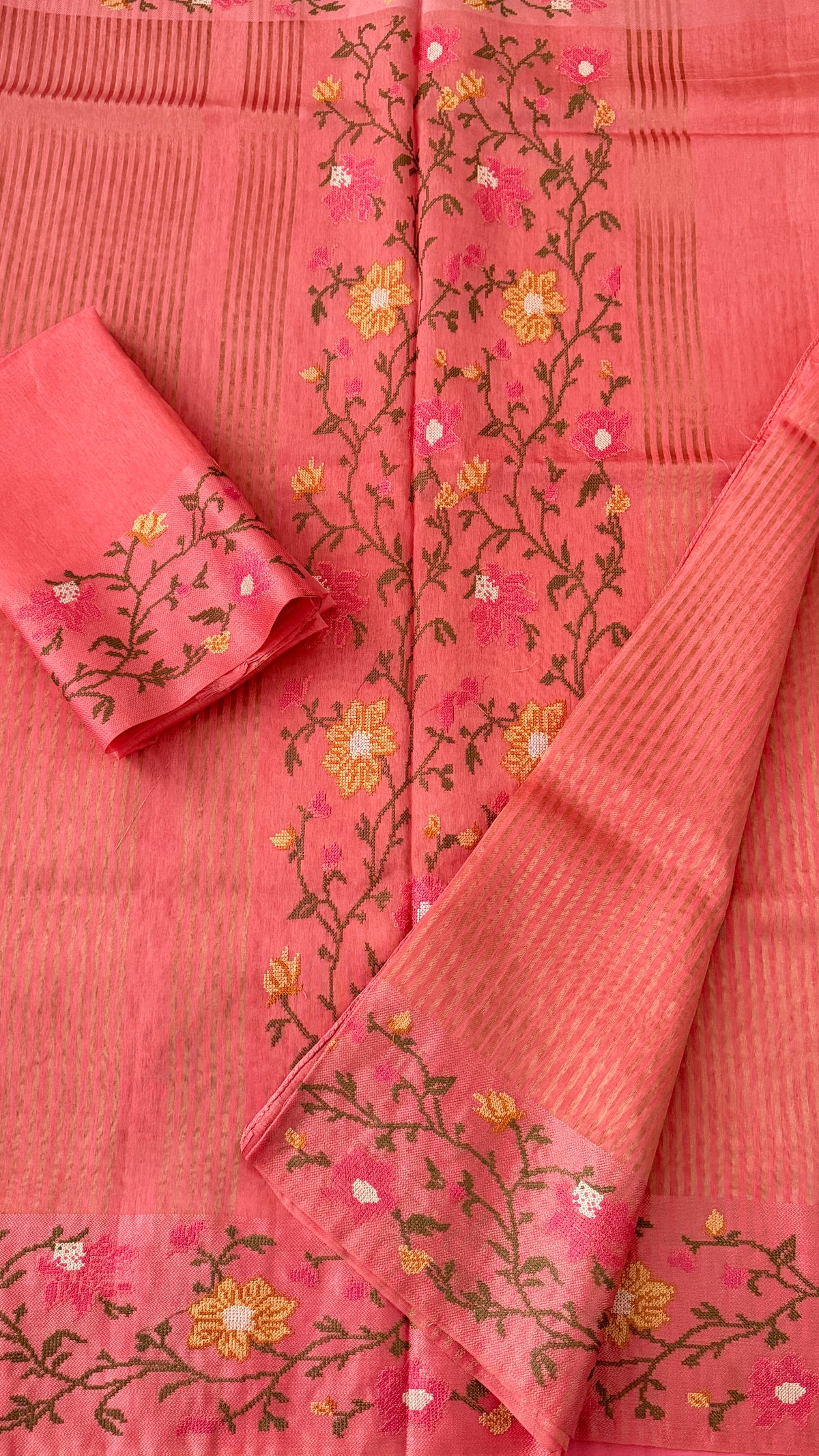 Coral Tissue Silk Saree
