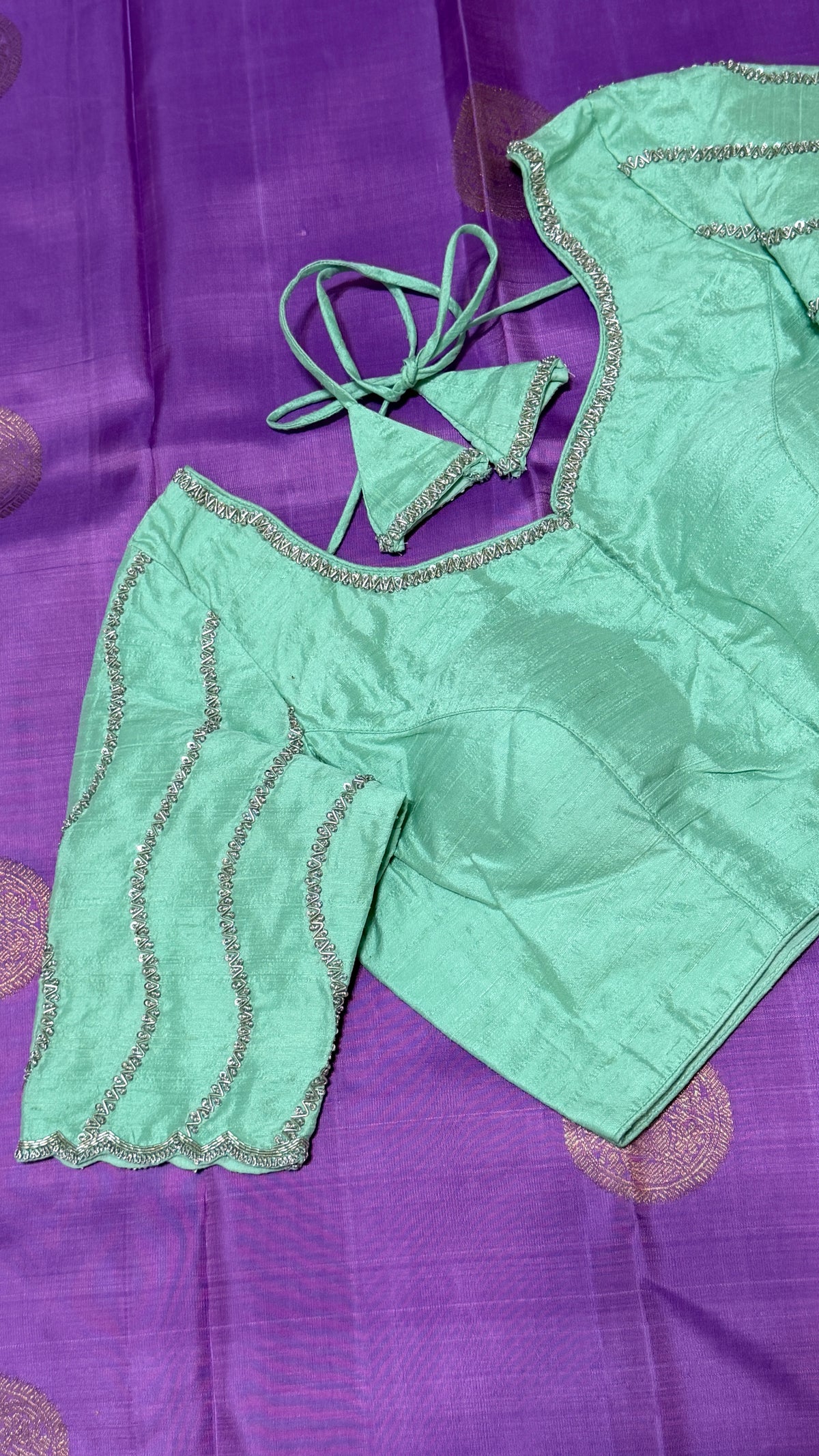 Mint Green Raw Silk Blouse