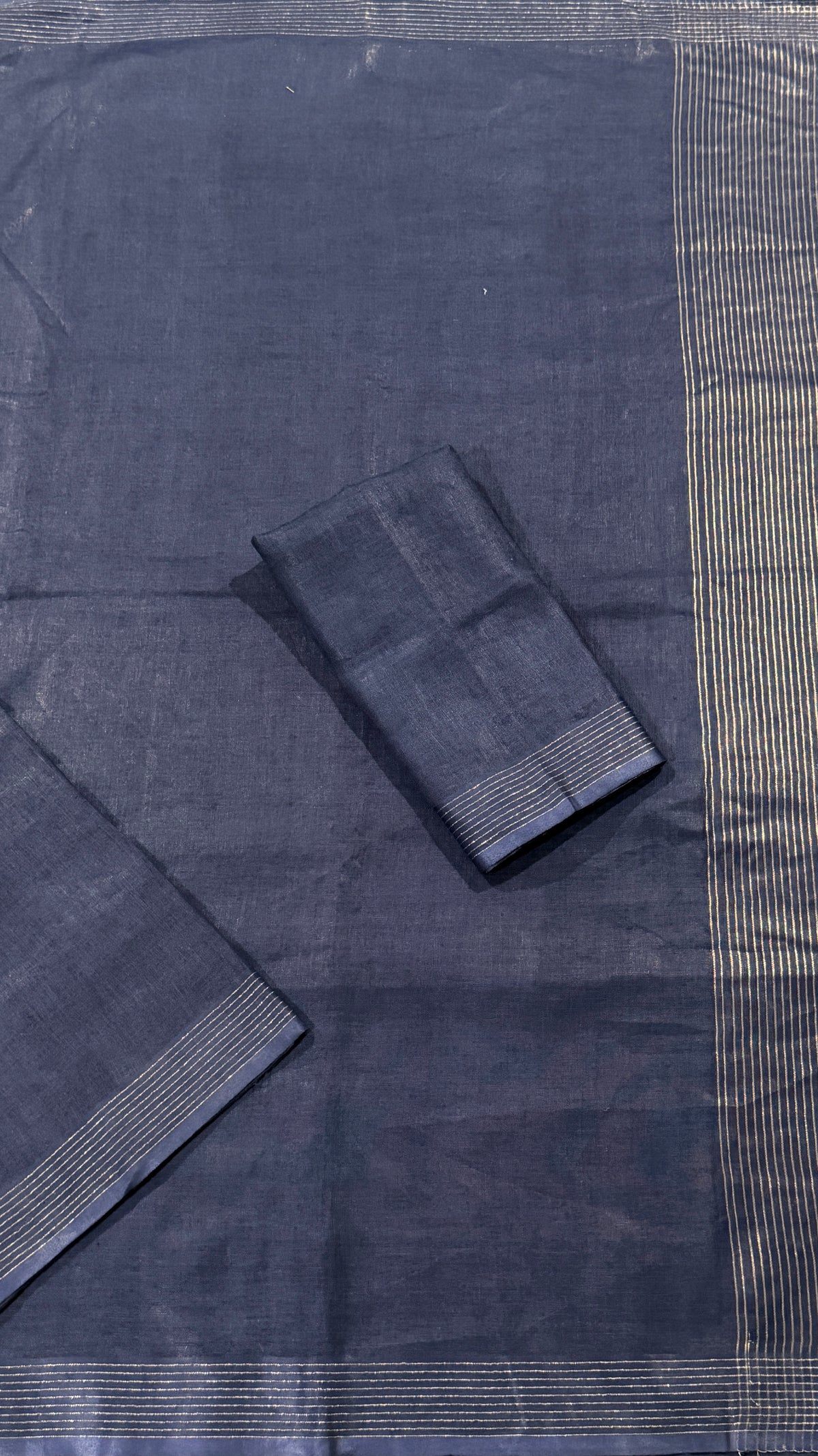 Blue Linen Saree
