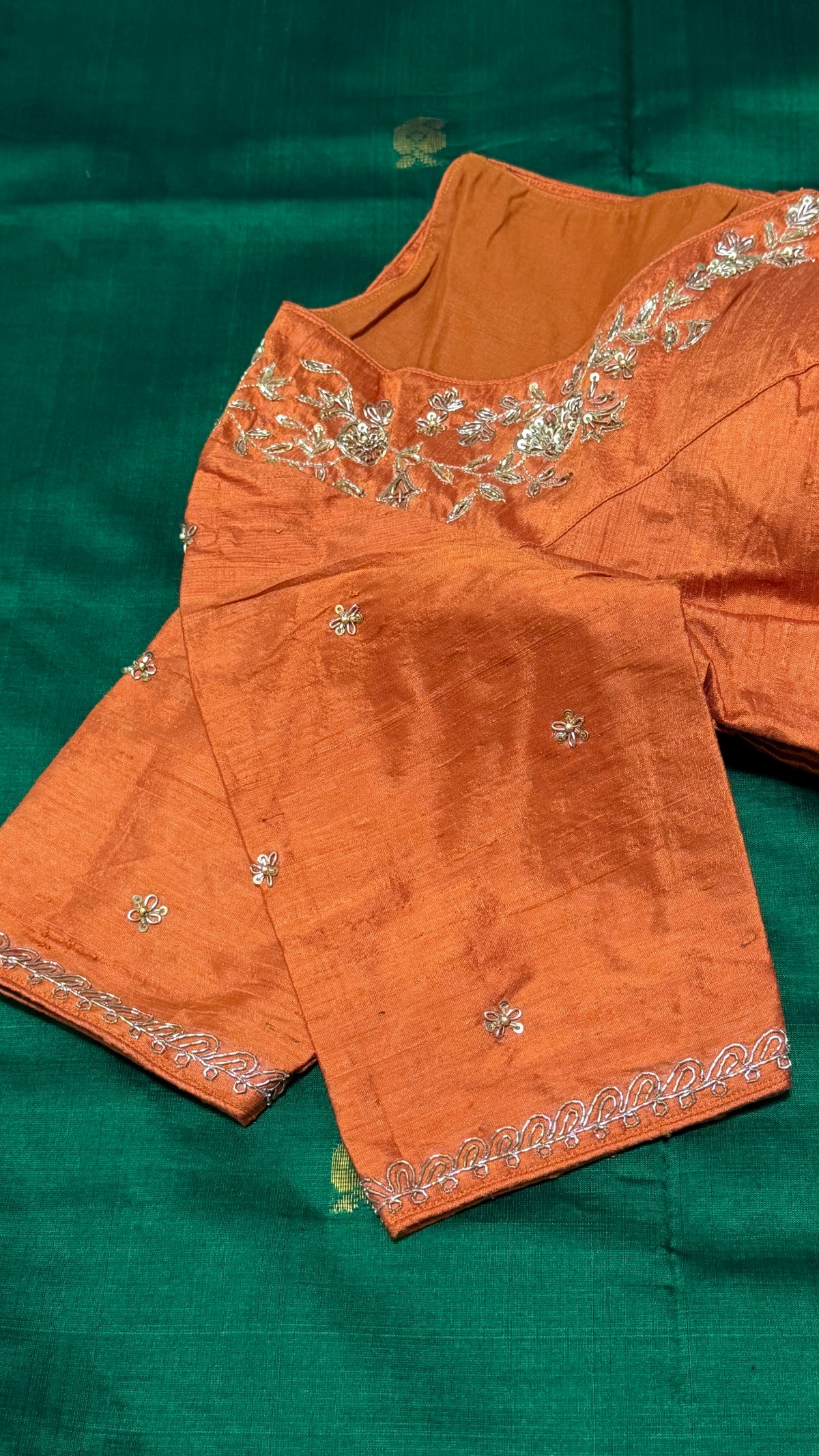 Burnt Orange Raw Silk Blouse