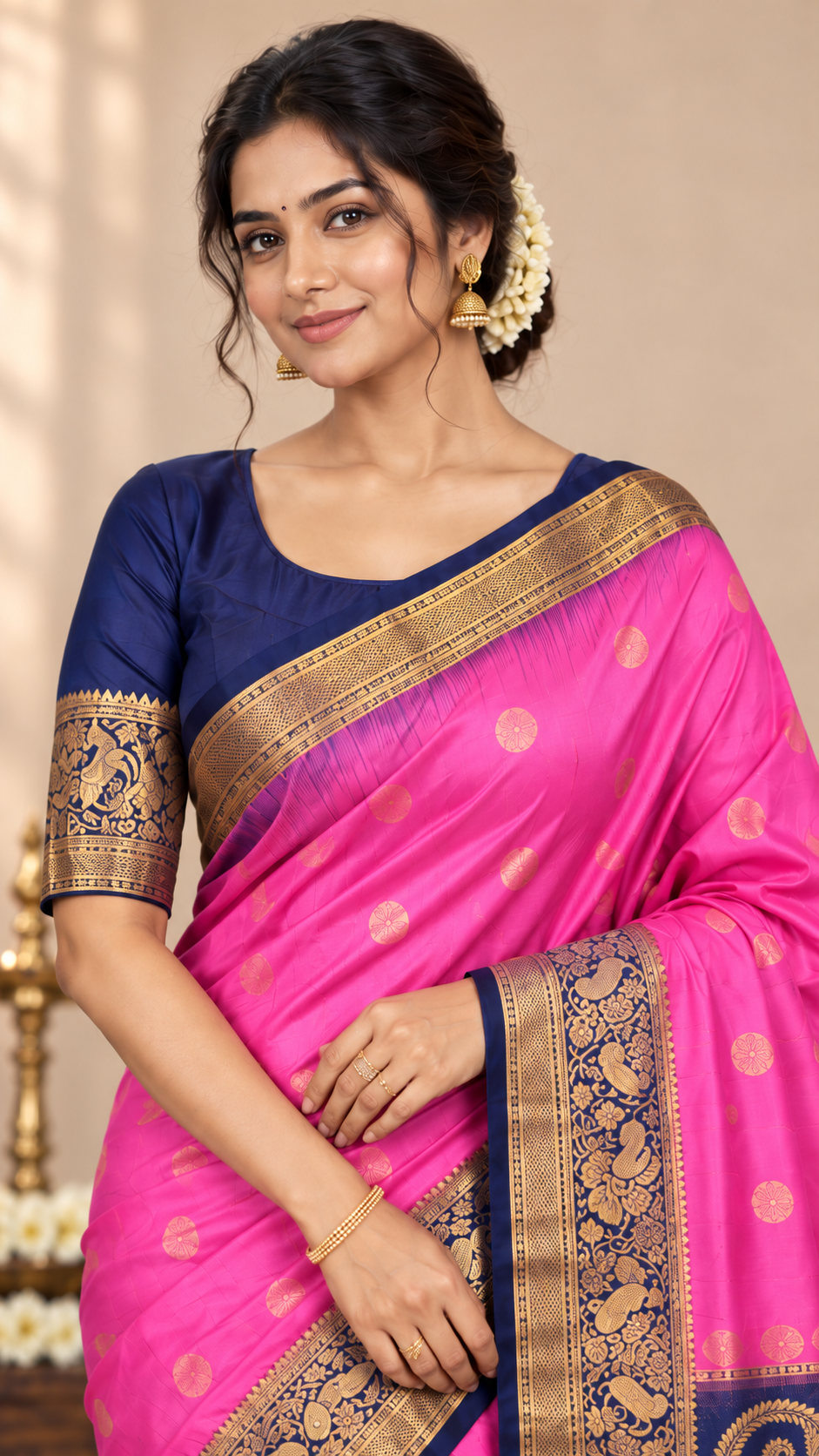 Pink Kanchi Silk Saree