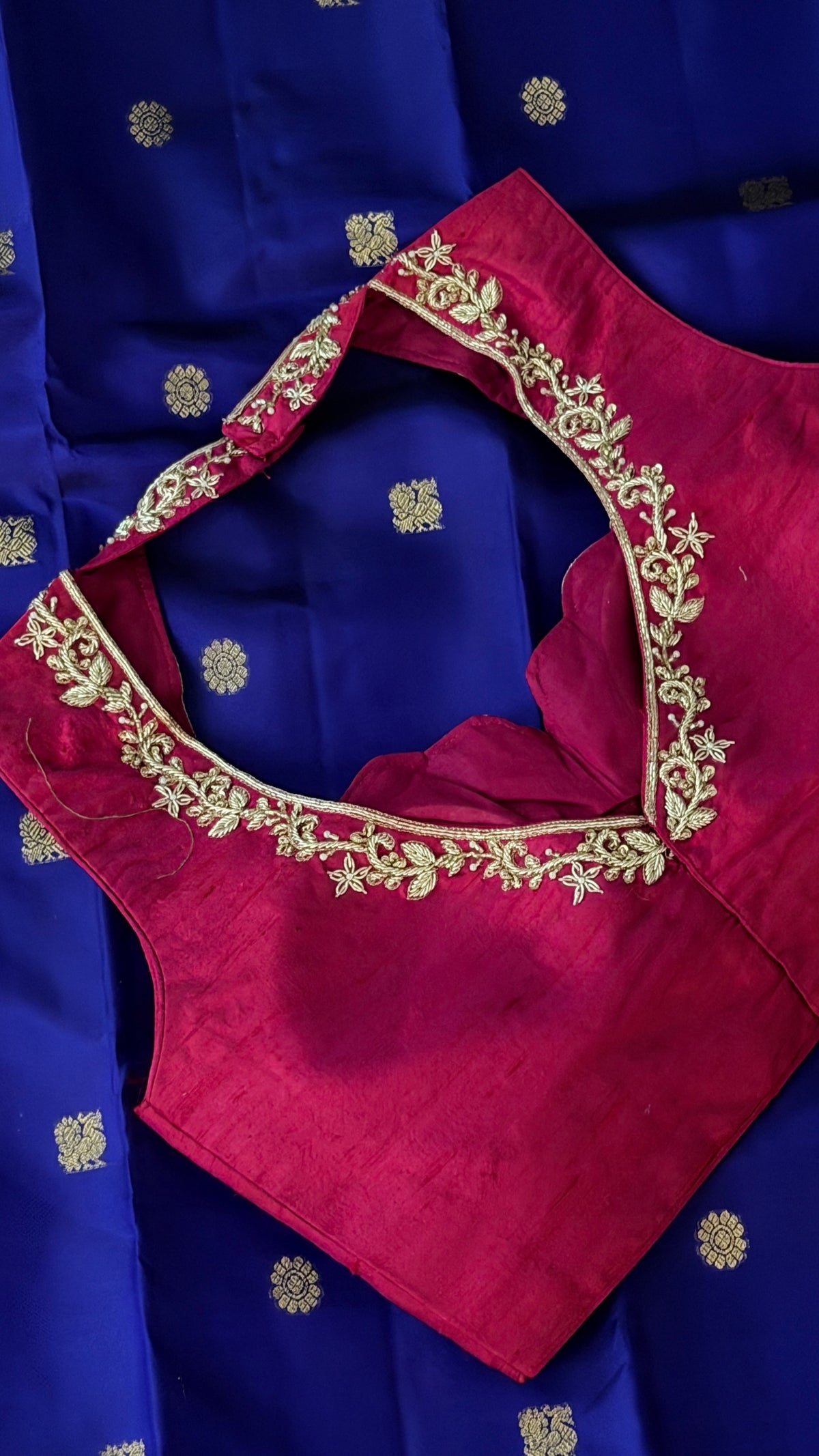 Magenta-Pink Raw Silk Blouse