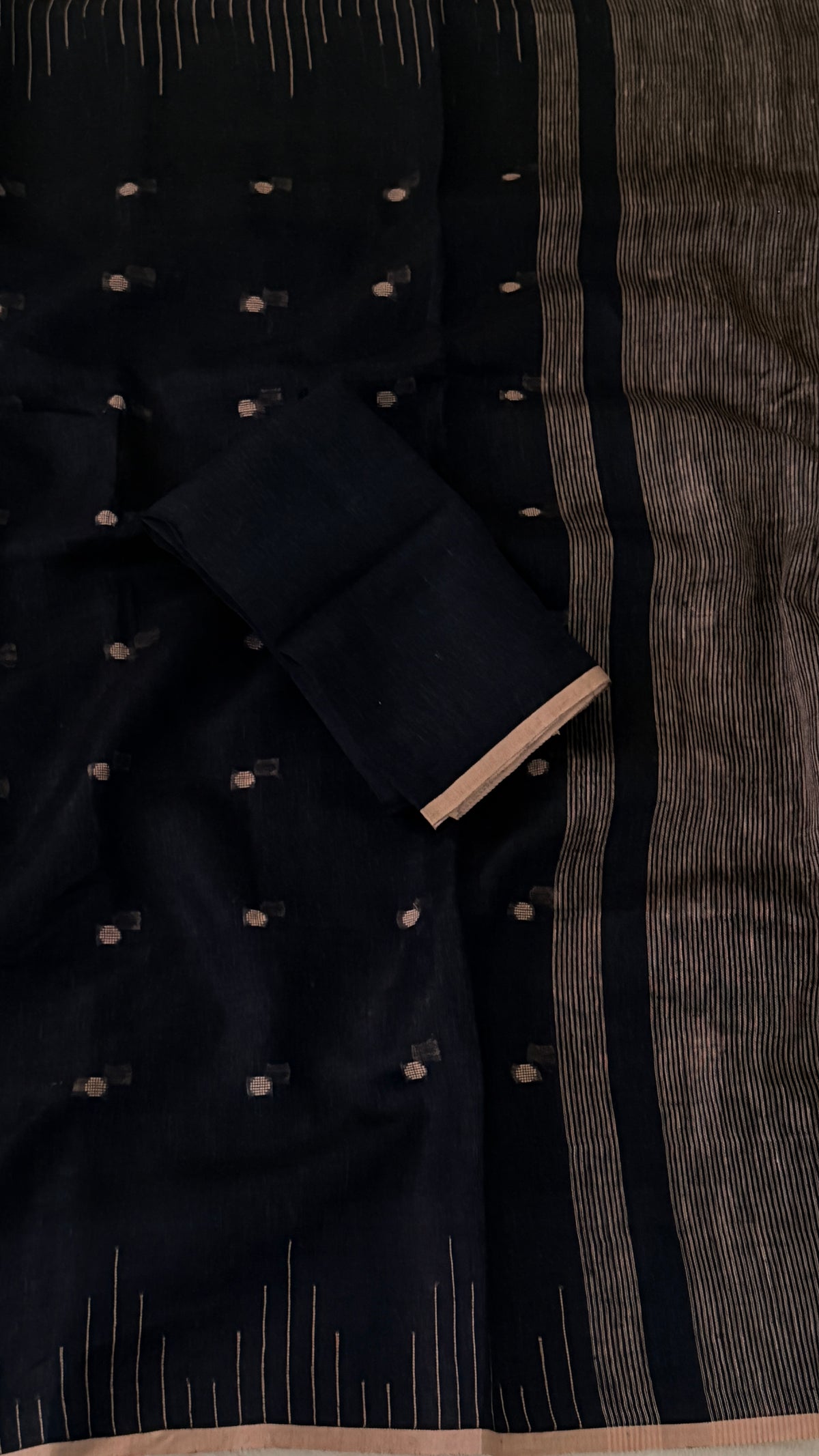Navy Linen Saree