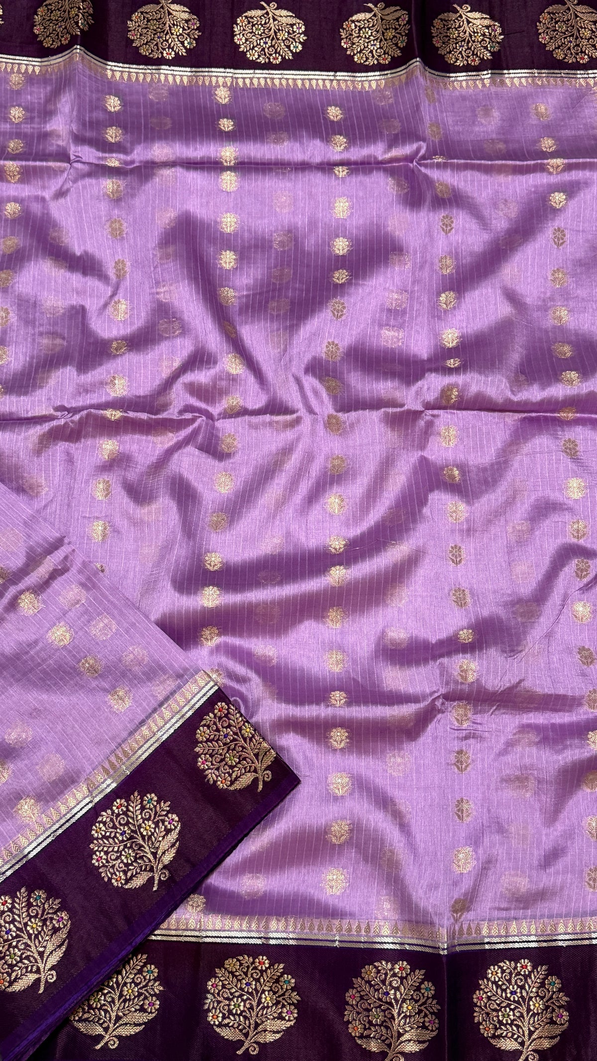 Lavender Viscode Beneras Silk Saree