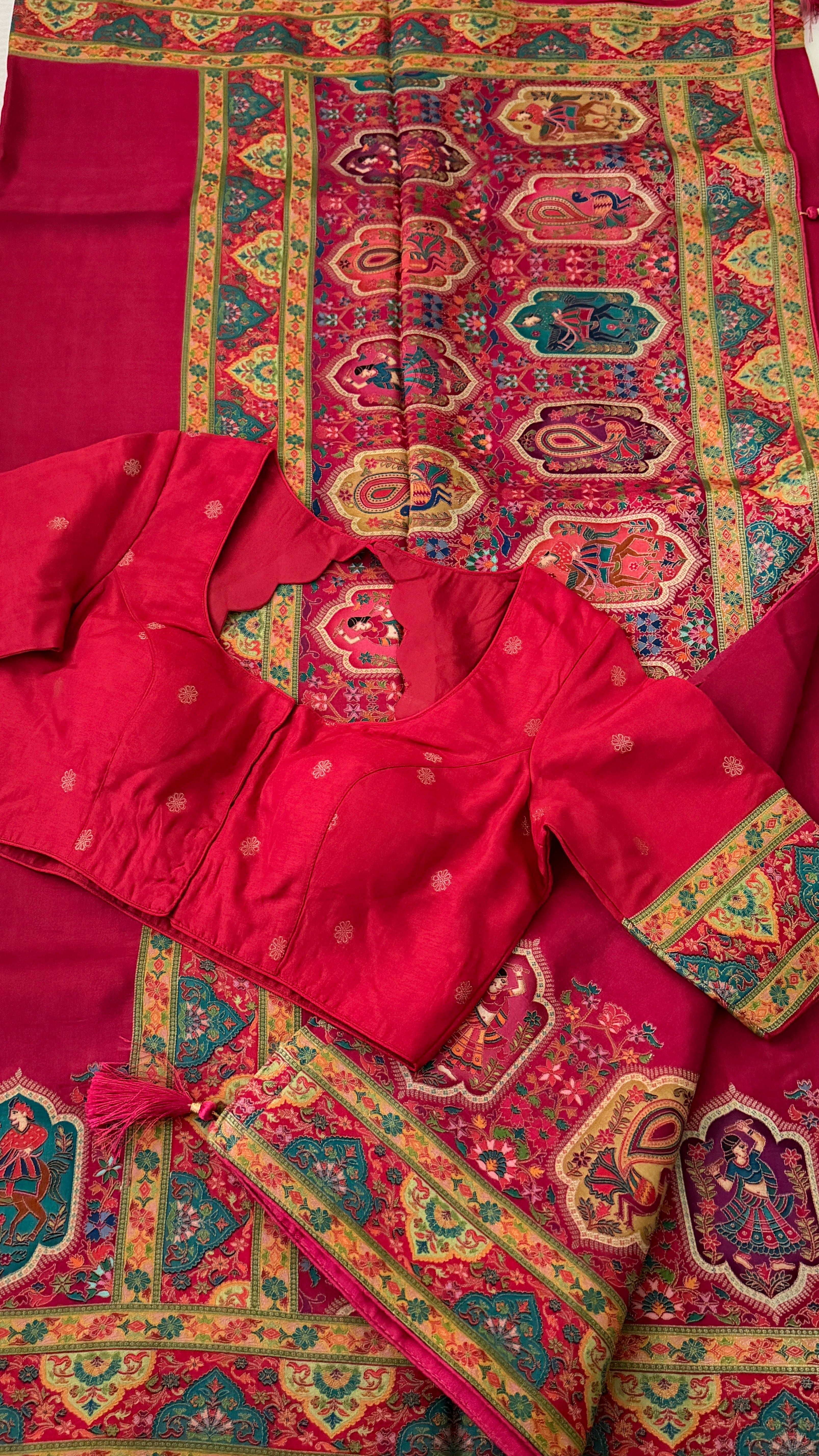 Pink Munga Silk Saree