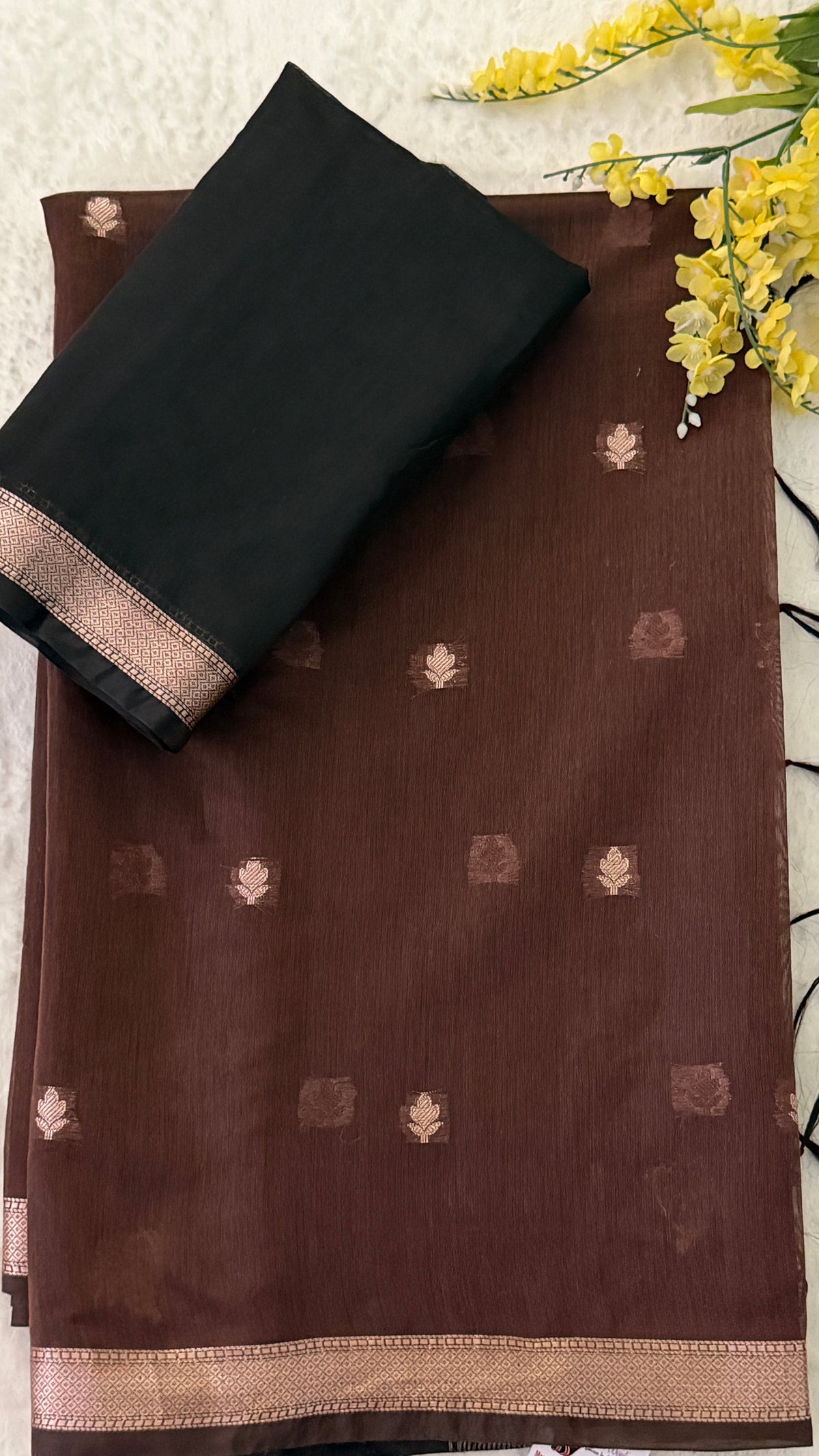 Brown Silk Linen Saree
