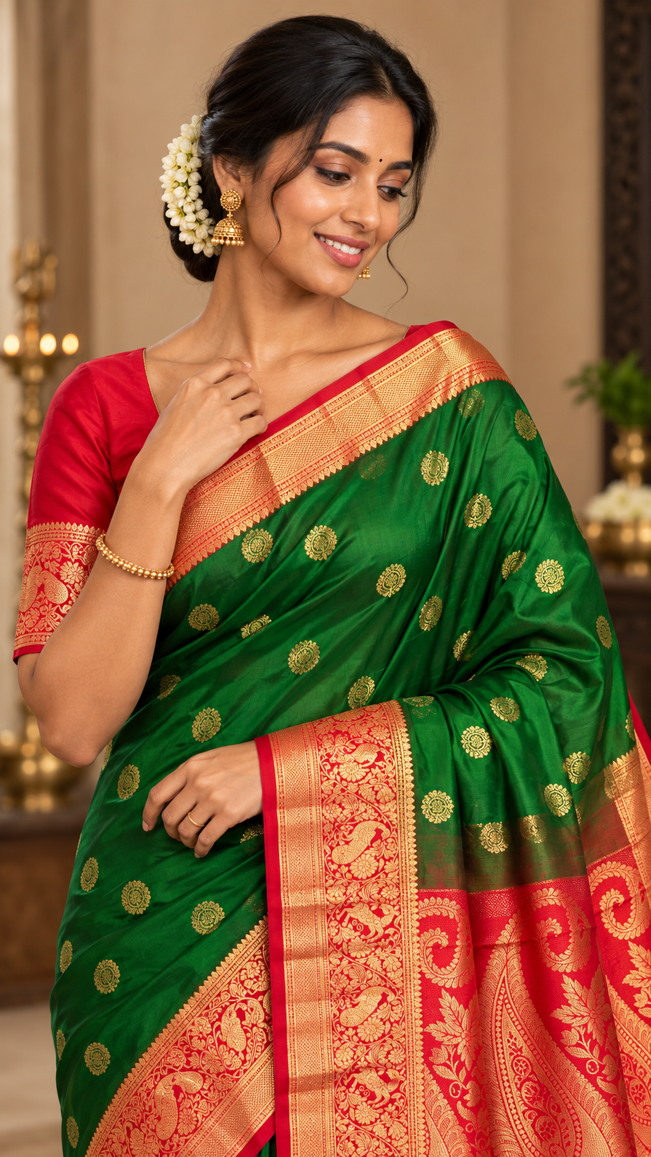 Emerald Green Kanchi Silk Saree