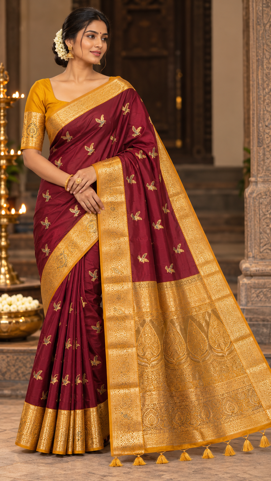 Maroon Kanchi Silk Saree