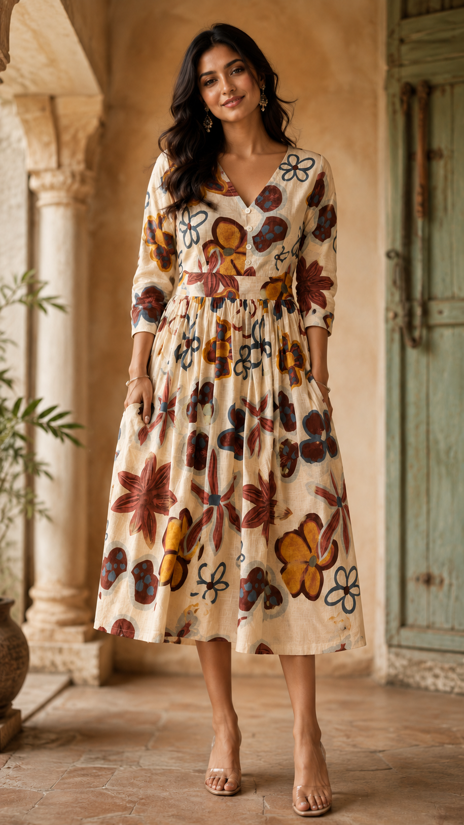 Cream Cotton Midi