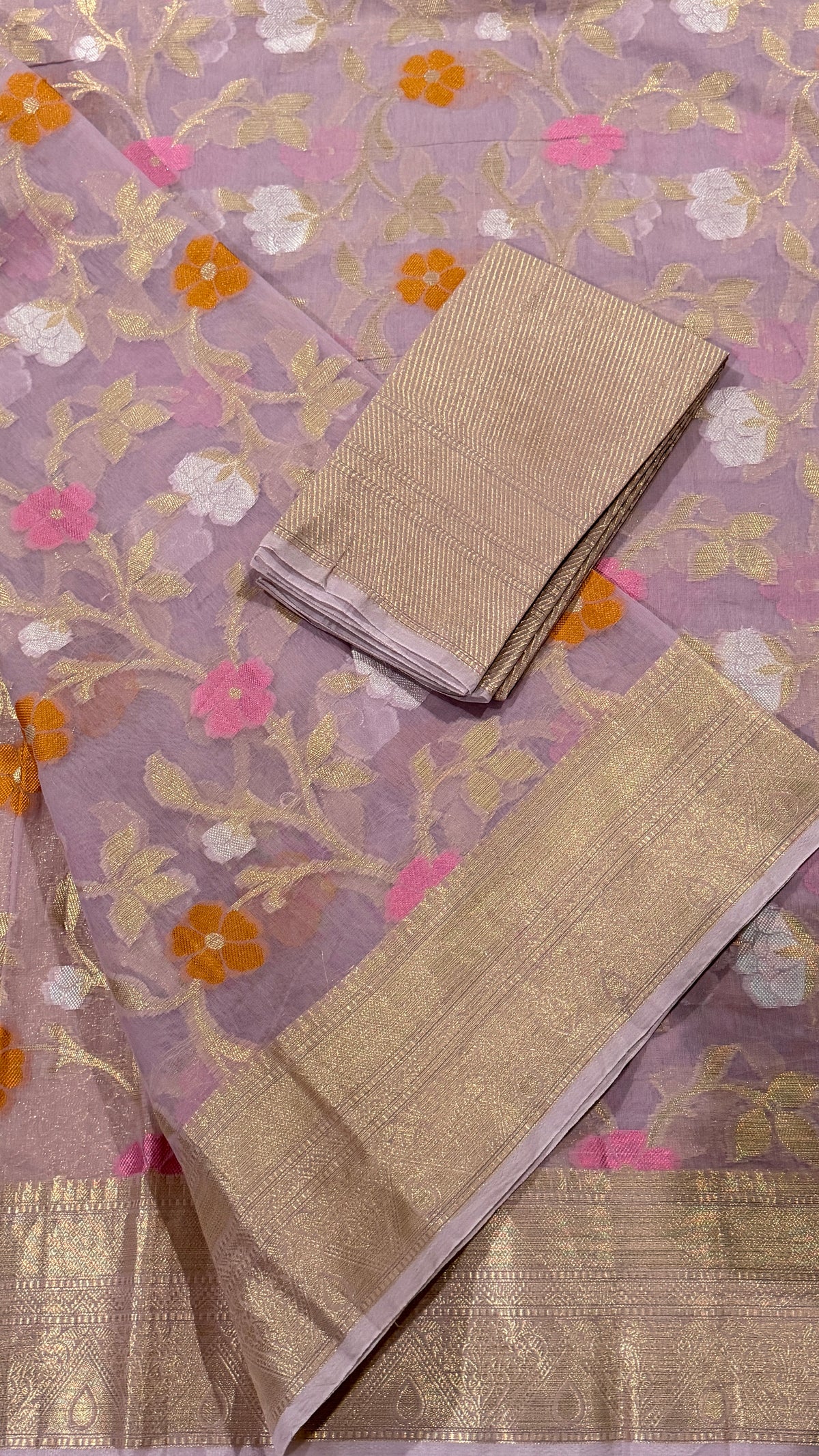 Lavender Chanderi Silk Saree