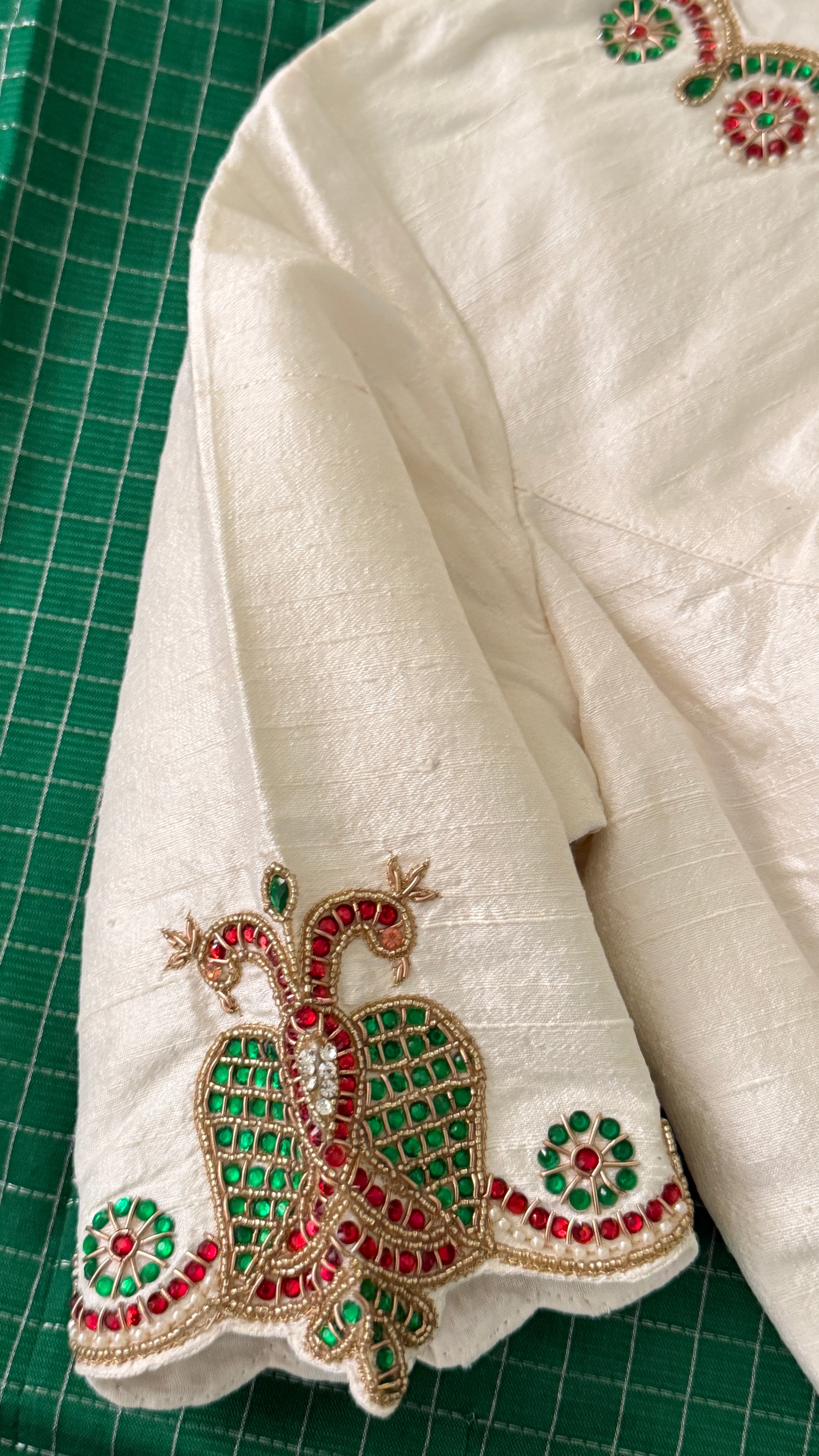 White High-Neck Jewel Blouse