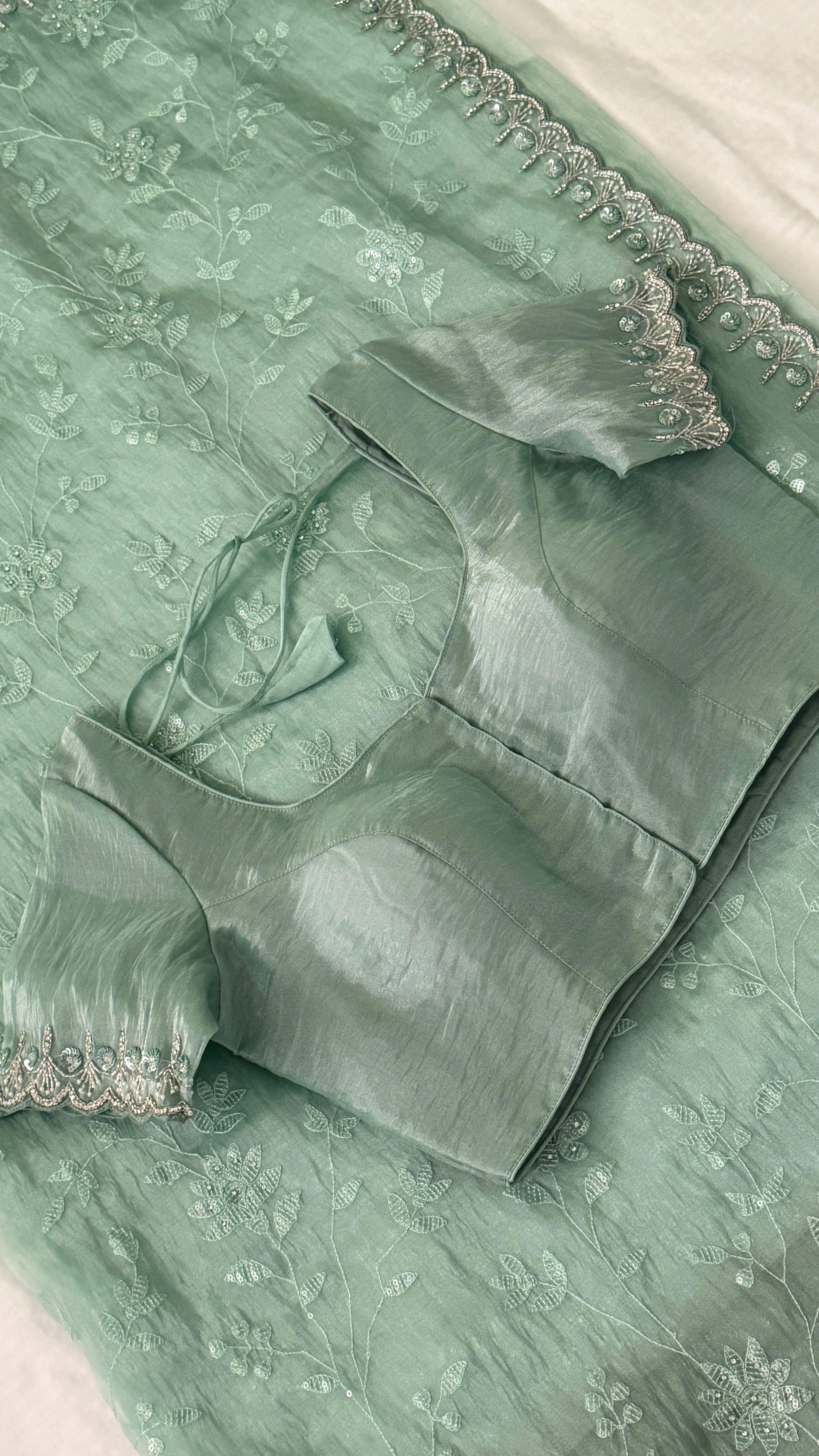 Sea Green Organza Fancy Saree