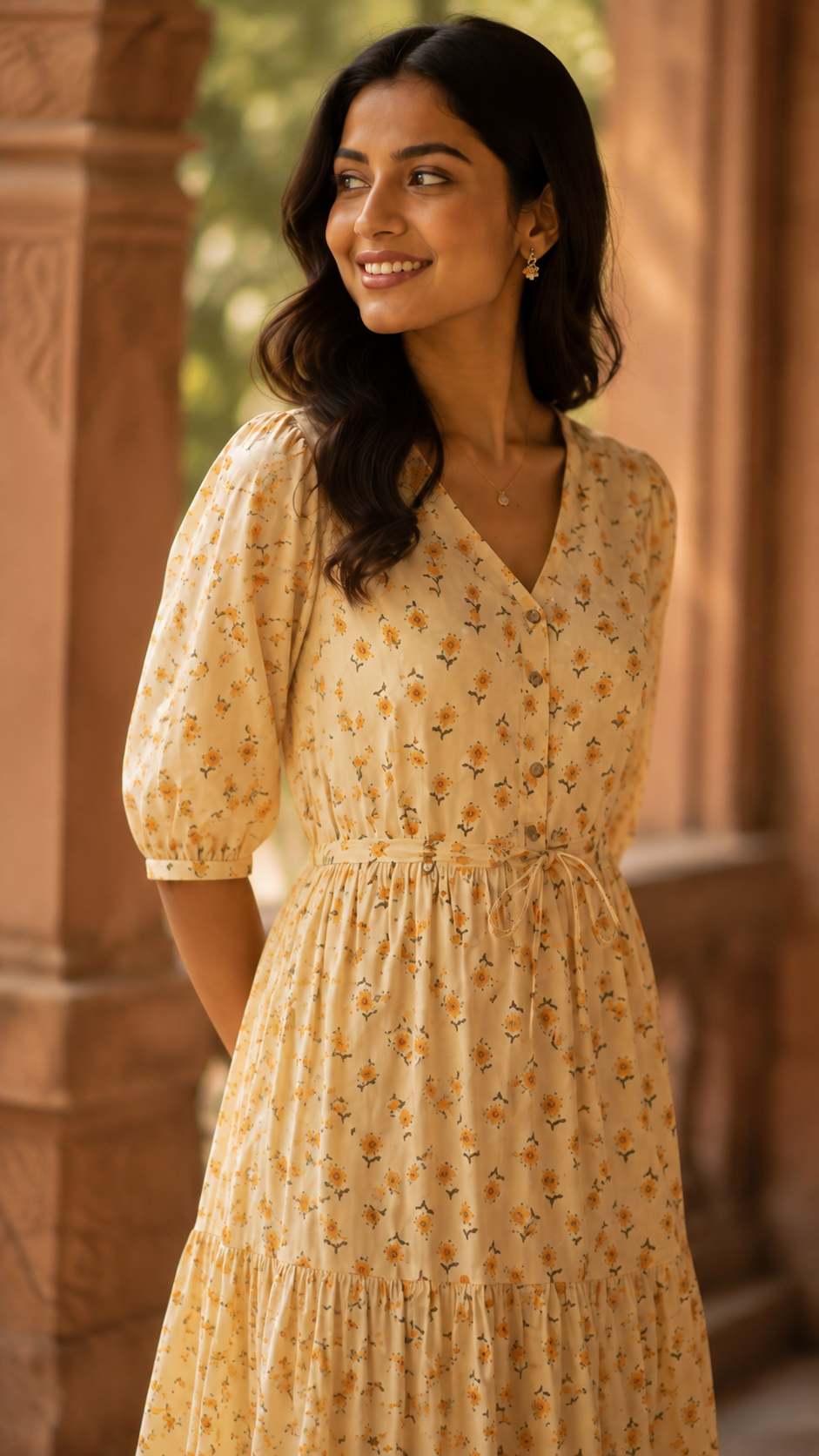 Yellow Cotton Midi