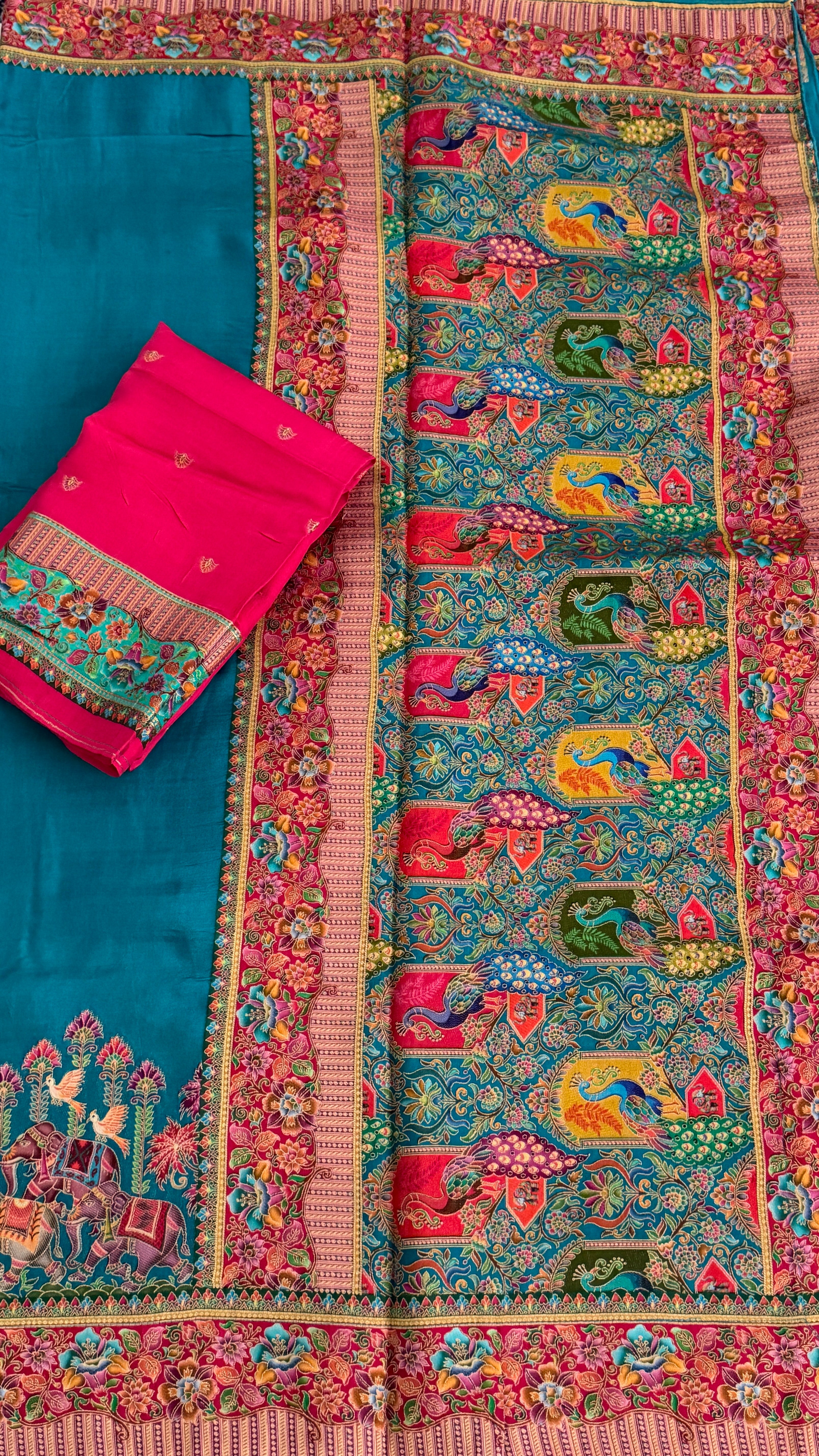 Blue Munga Silk Saree