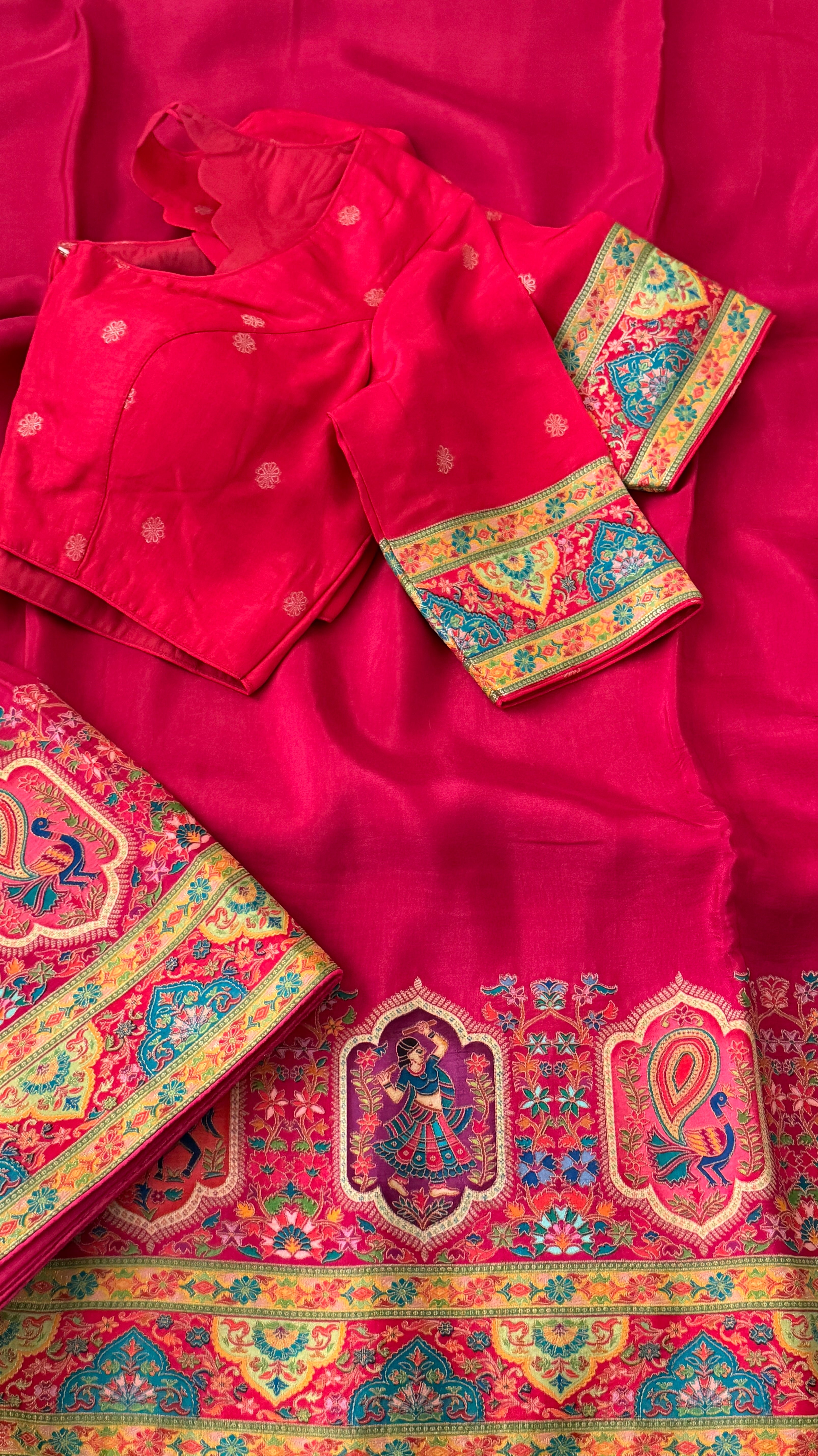 Pink Munga Silk Saree