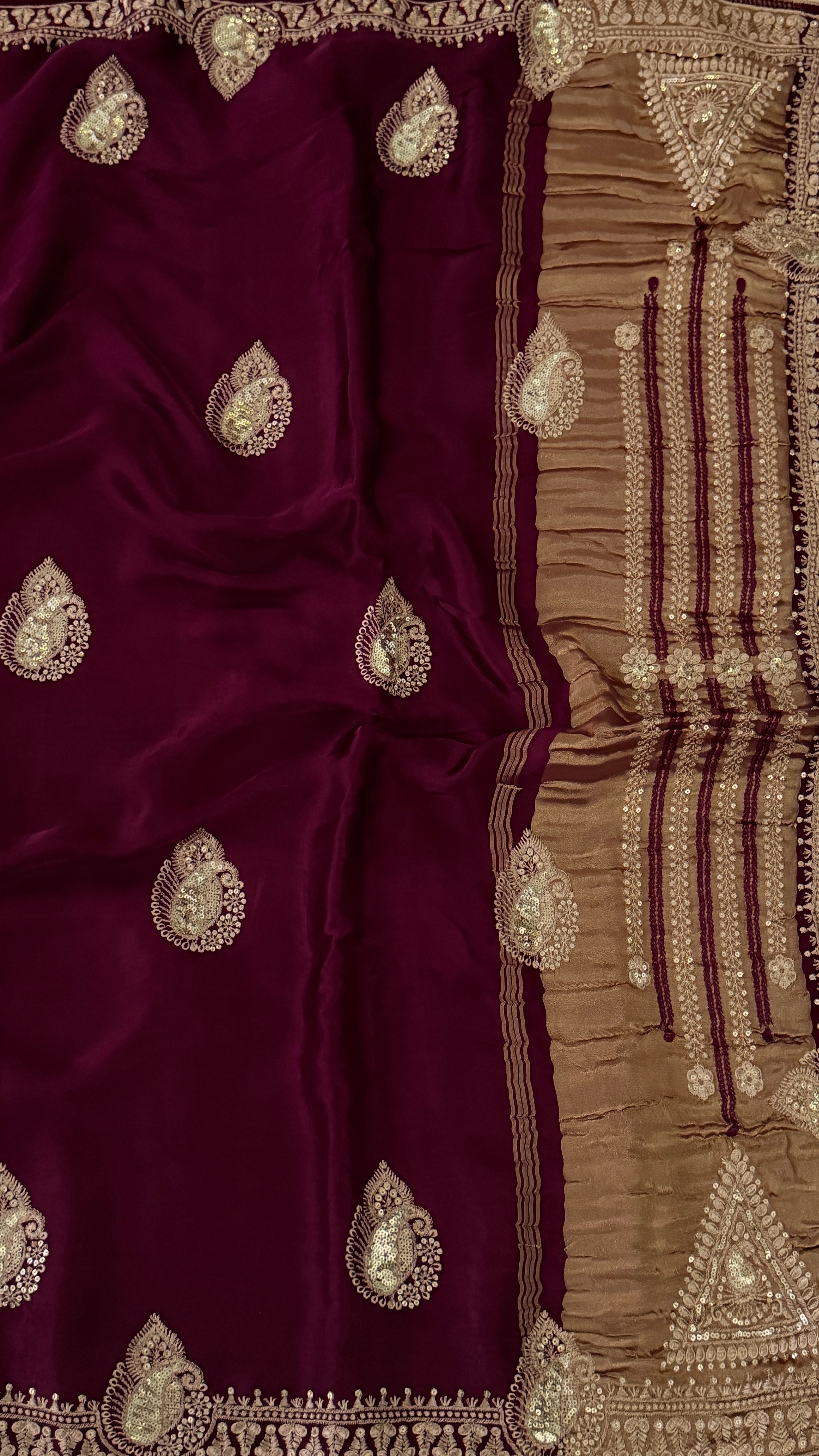 Wine Gaji Silk Saree